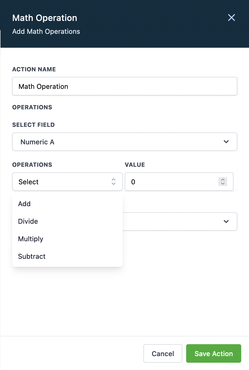 Workflow action math operation captivation hub