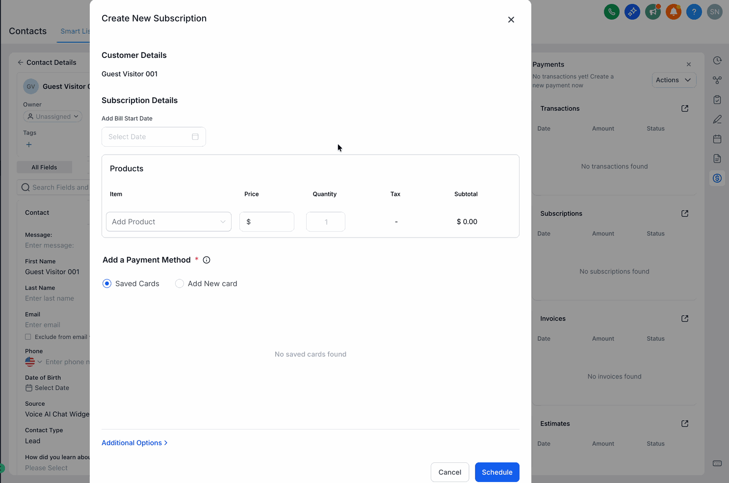 Create and Send Invoice from Contact Profile