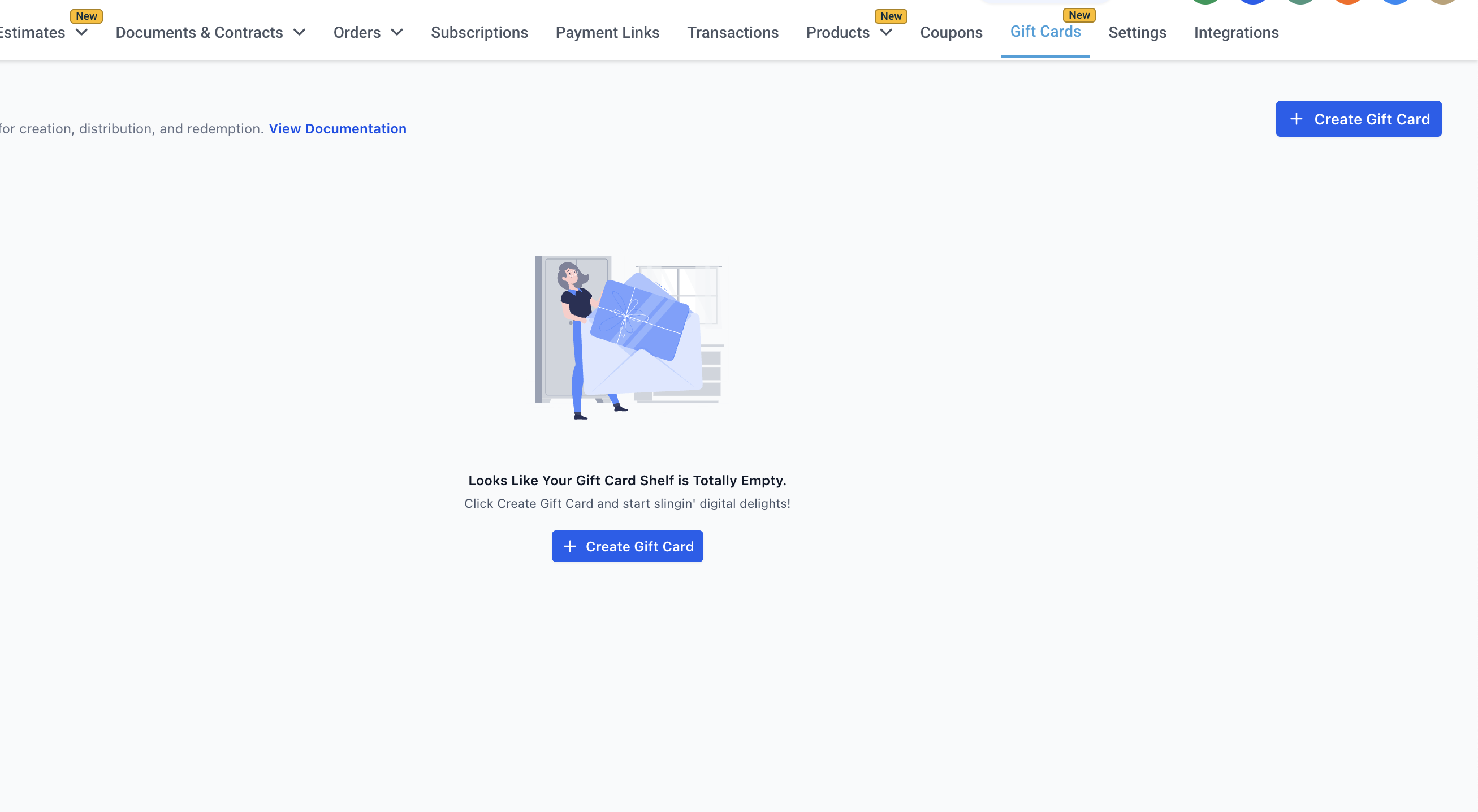 Gift Cards Dashboard