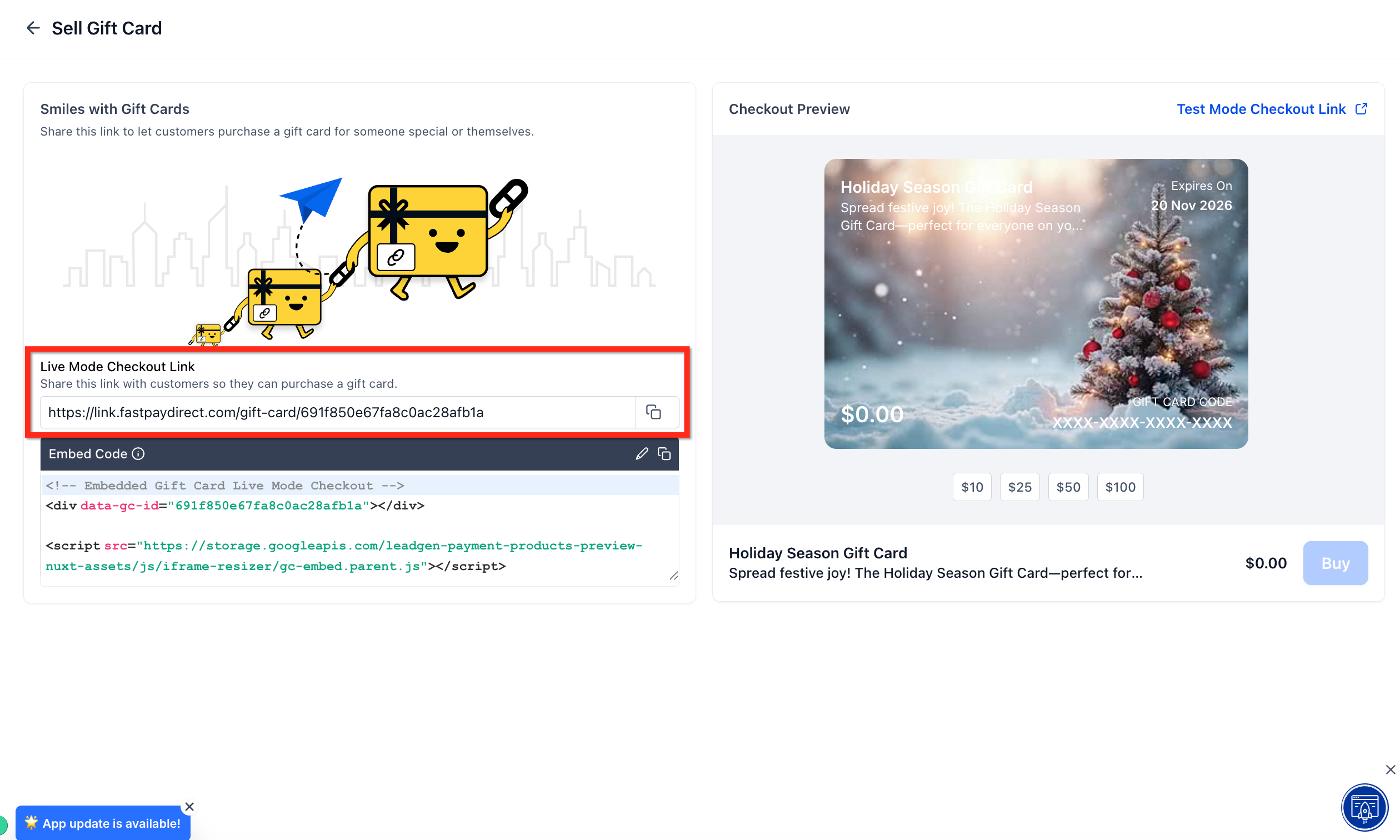 Share the Dedicated Checkout
