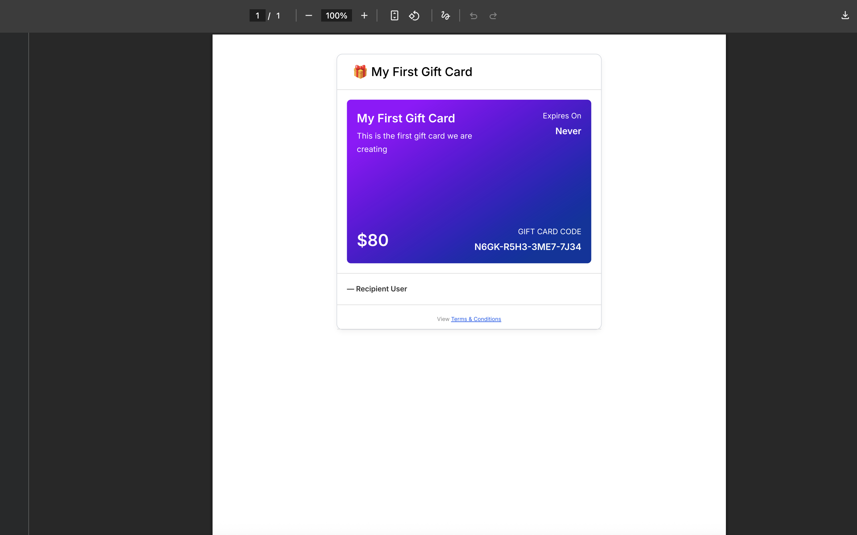Gift Card Dashboard Metrics