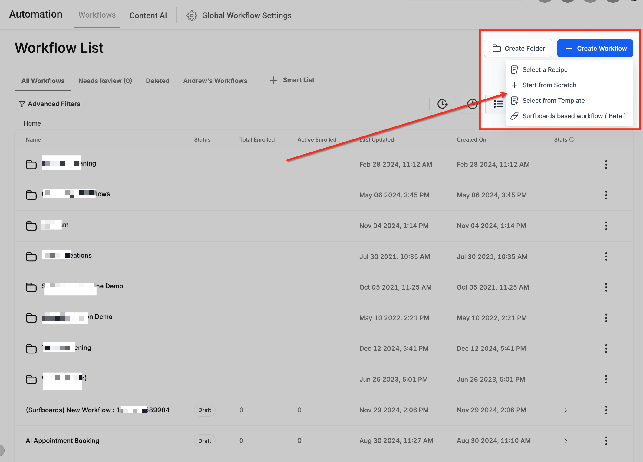Access Workflow Builder - Automation tab