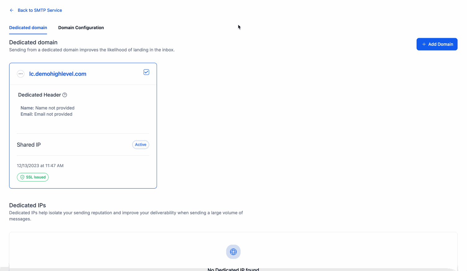 Add Domain - enter subdomain animated demo