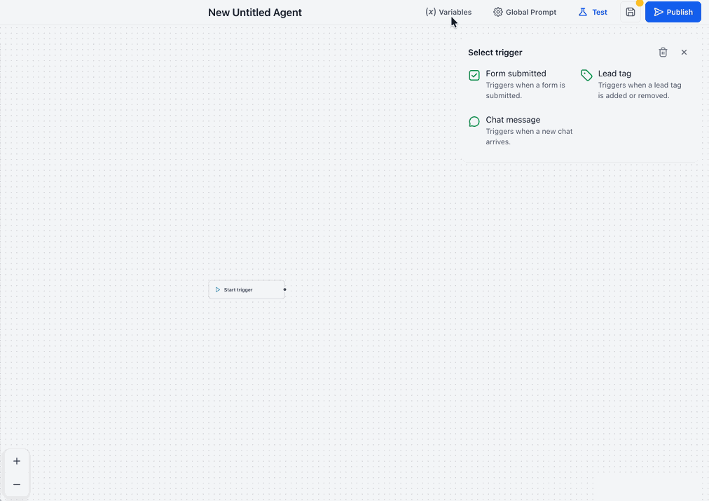 Setting variables in Agent Studio