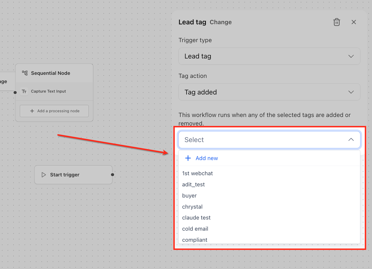 Selecting forms for the trigger