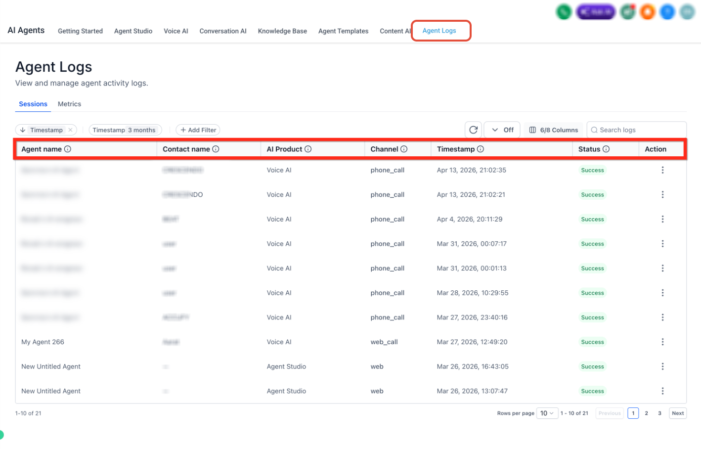 Accessing Agent Logs in Captivation Hub