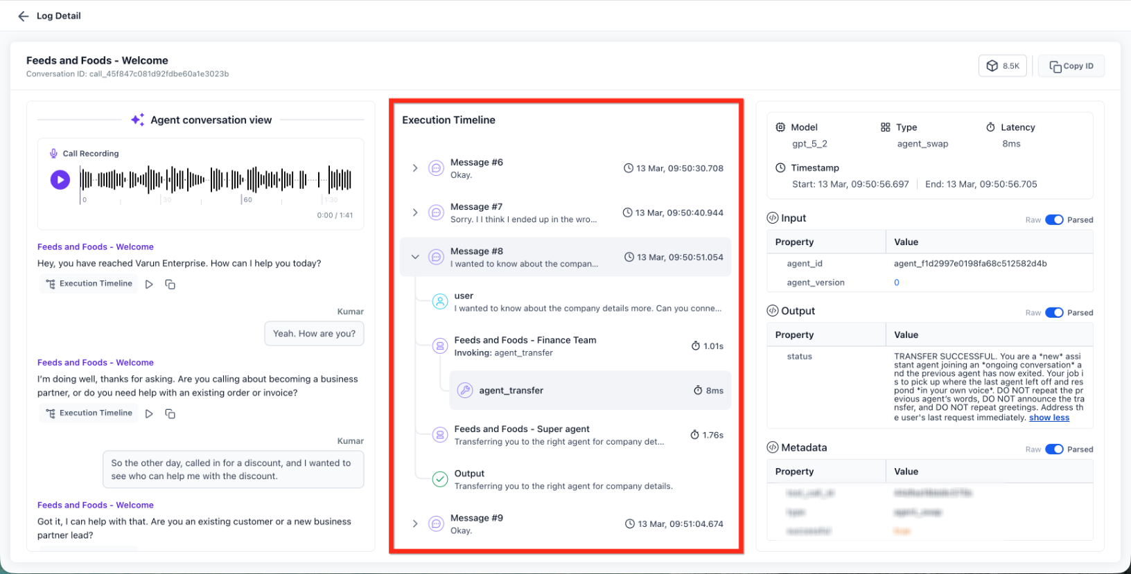 Execution timeline trace