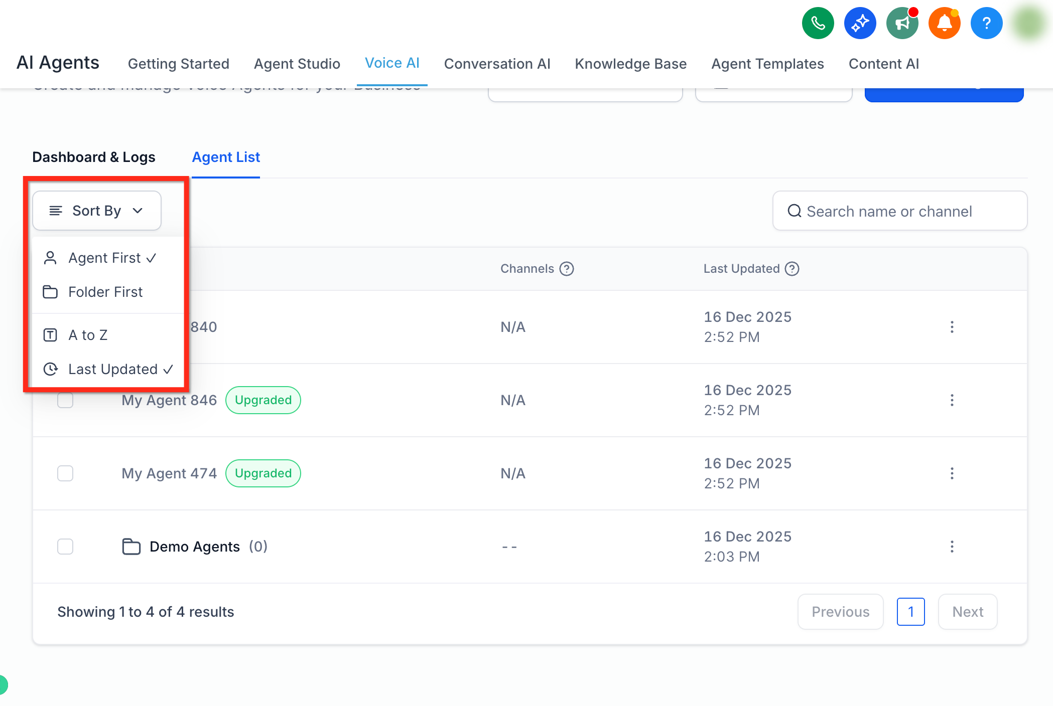 Customizing agent list view