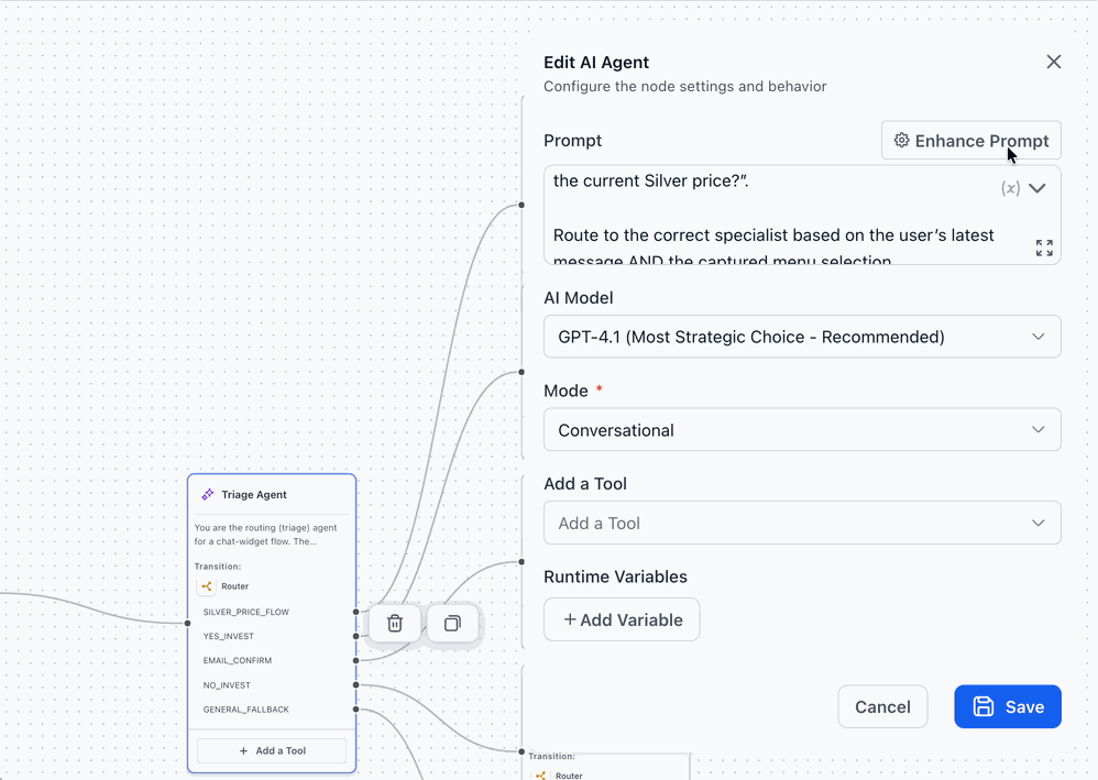 Variables in the AI Agent Node