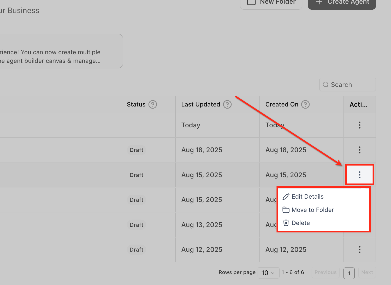 Performing bulk actions on selected agents