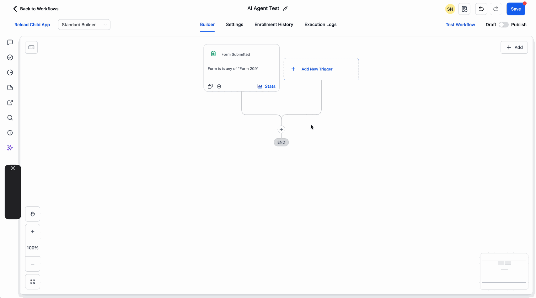 Setting up the AI Agent action in a workflow