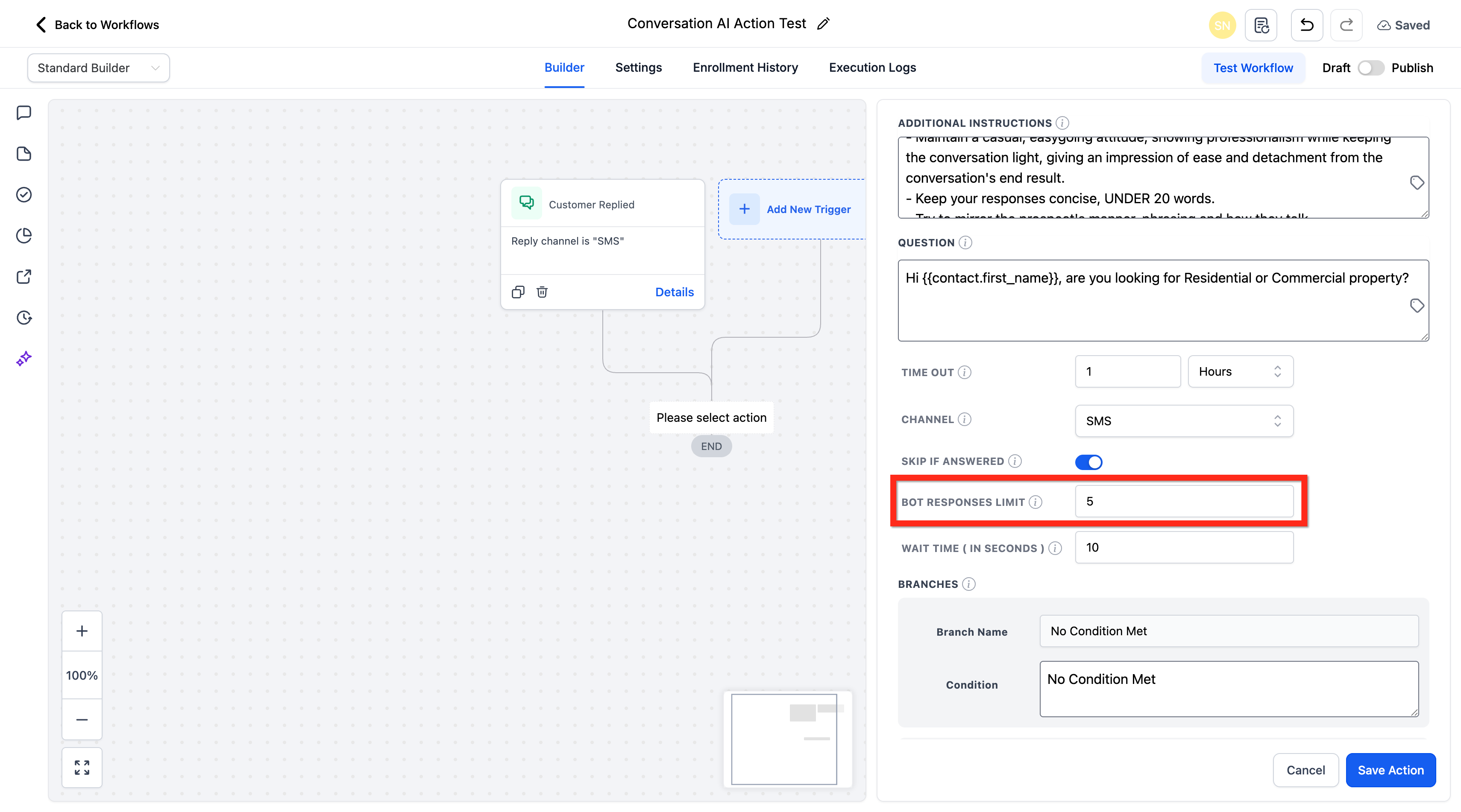 Adding branch conditions