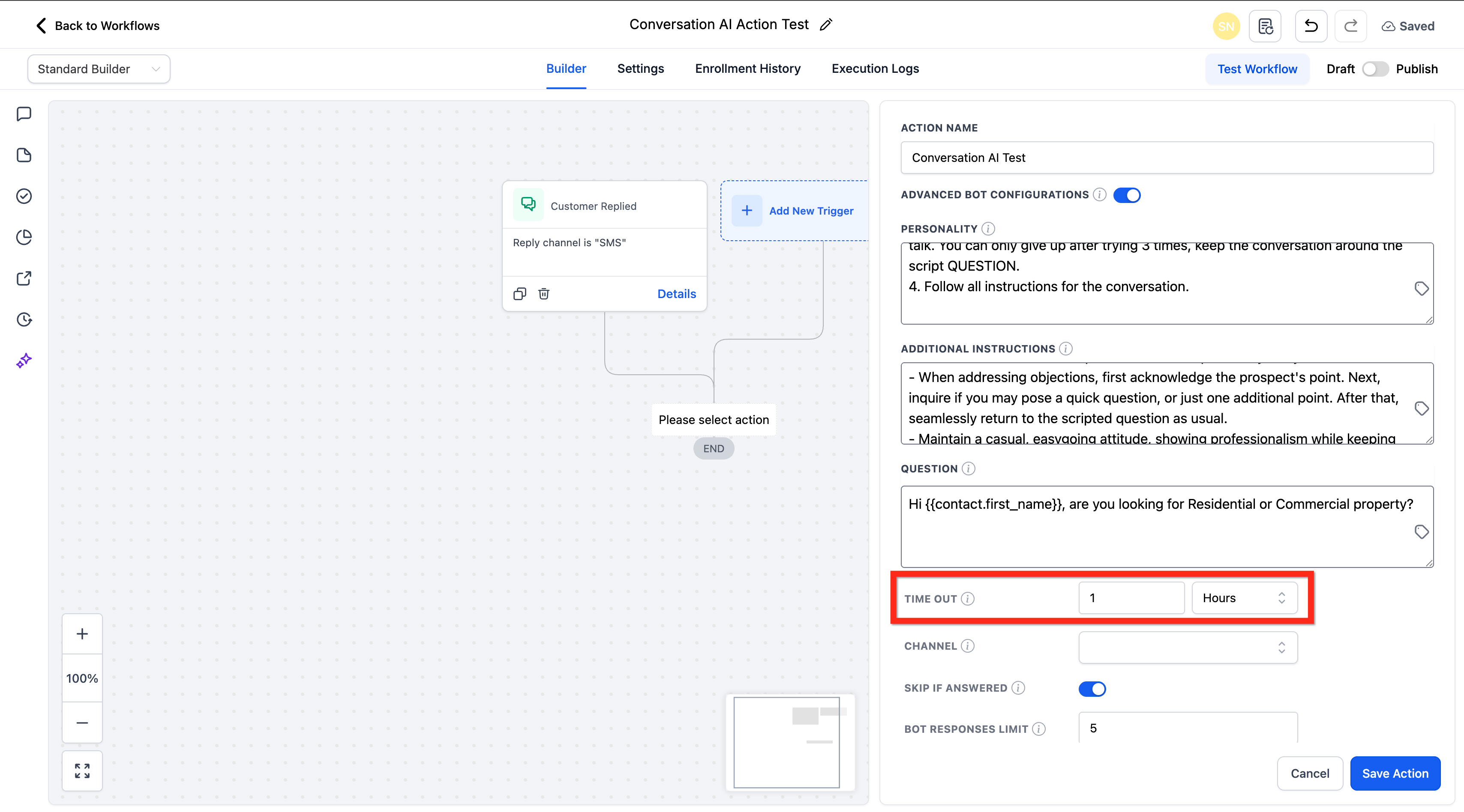 Writing the question for the Conversation AI action
