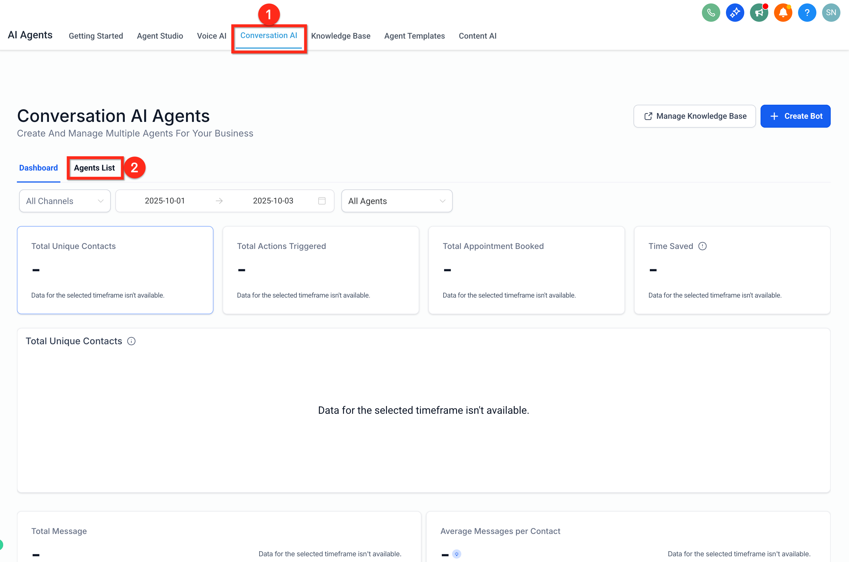 Conversation AI agent list