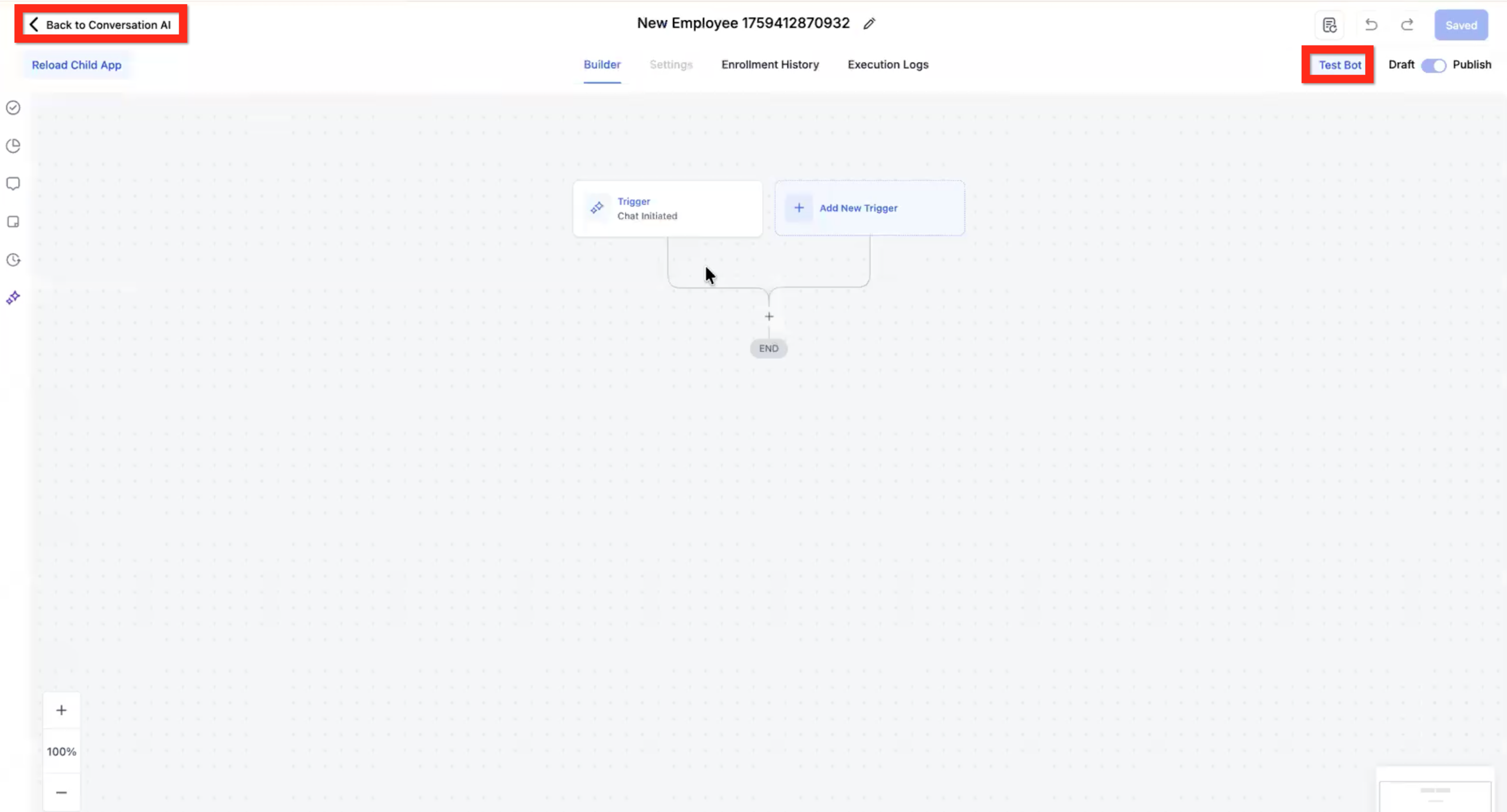 Example of an [END] node in a Conversation AI flow