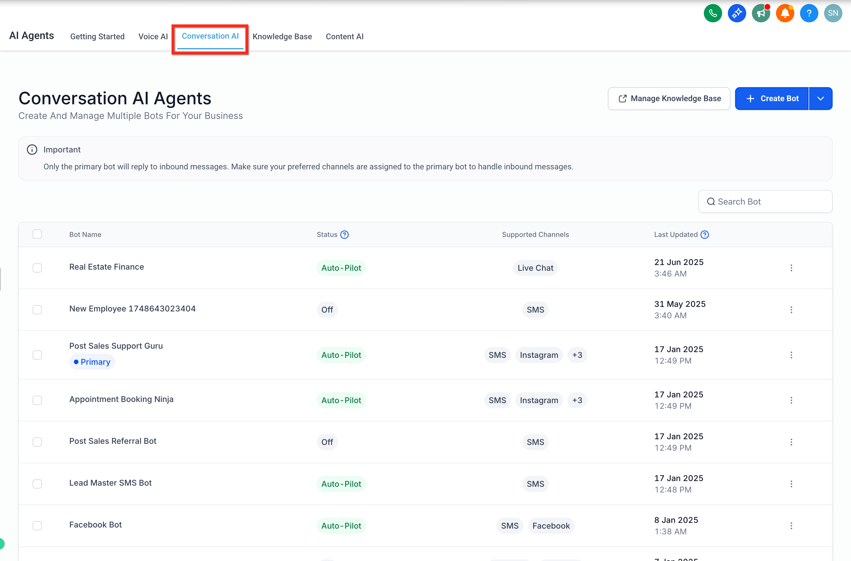 Opening the Conversation AI tab in Captivation Hub