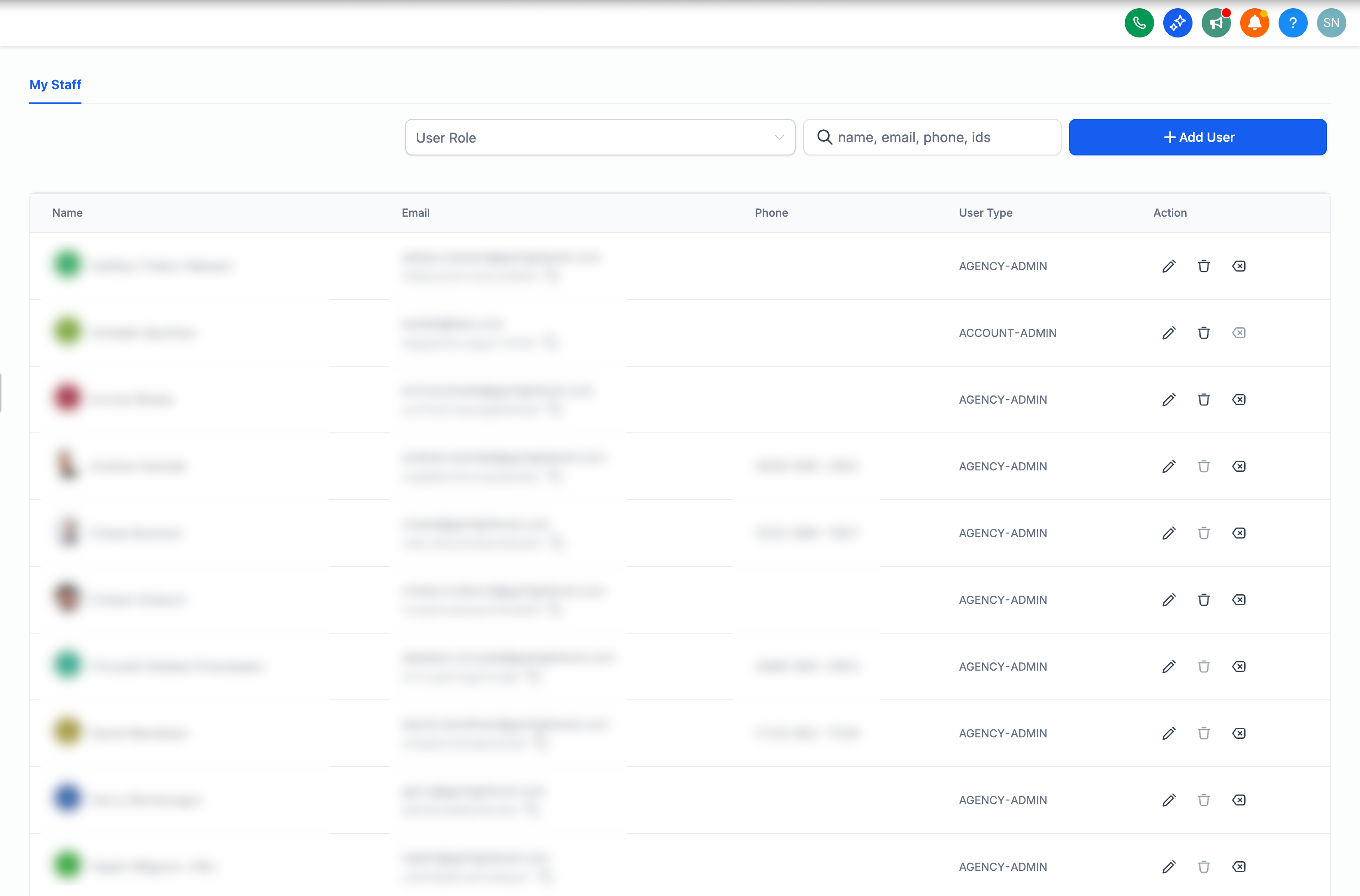 My Staff tab in Captivation Hub settings