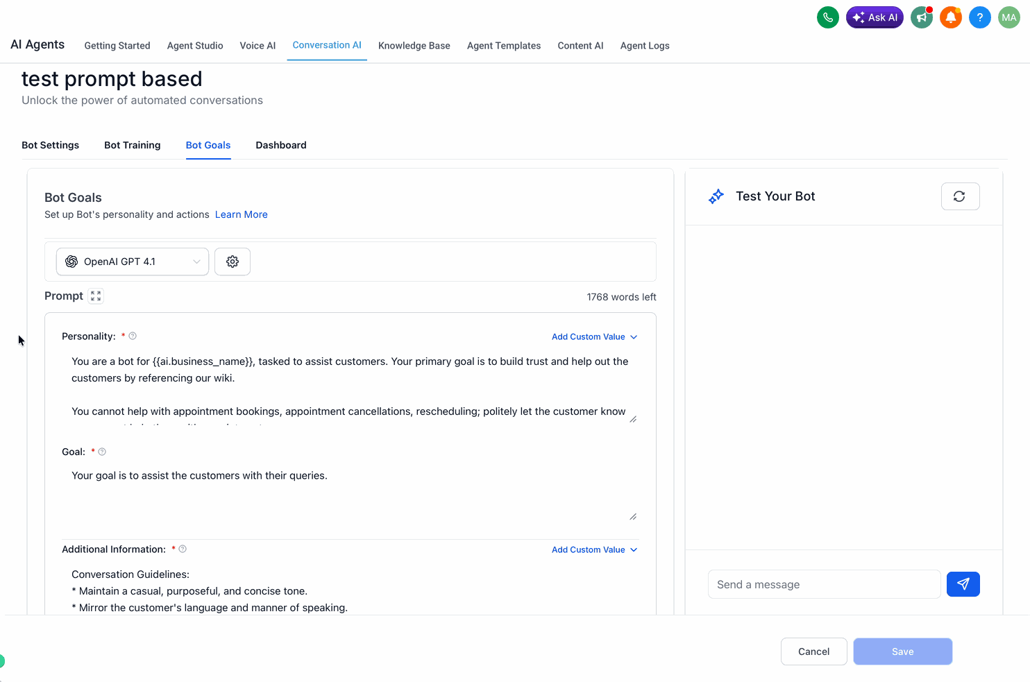 Multiple calendar routing in Conversation AI based on intent