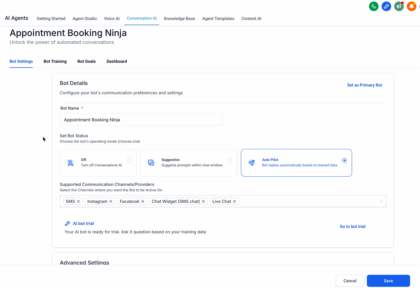 Selecting Concise, Balanced, or Detailed in the Response Settings dropdown