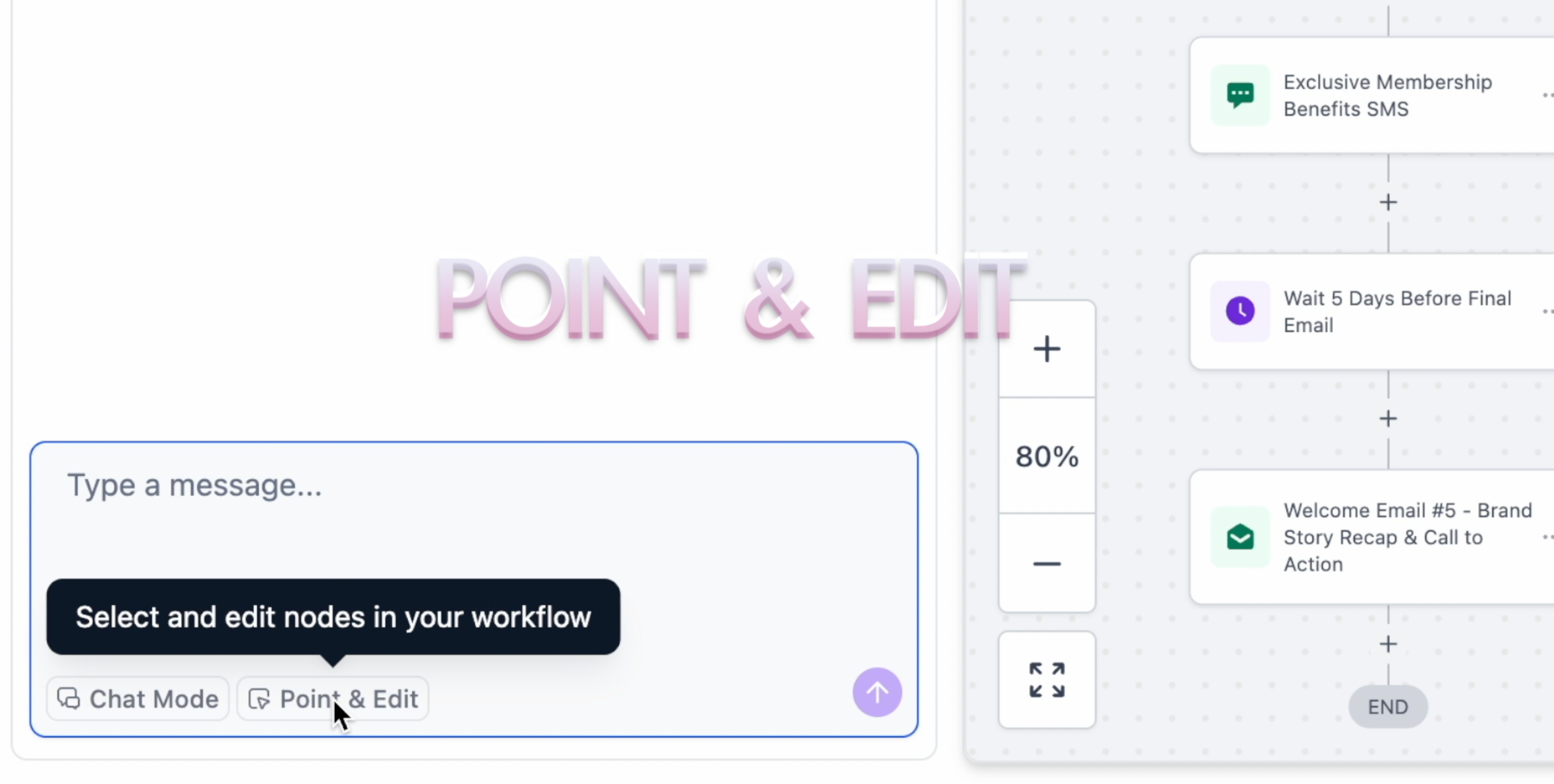 Selecting individual actions for Point and Edit in the Workflow AI Builder