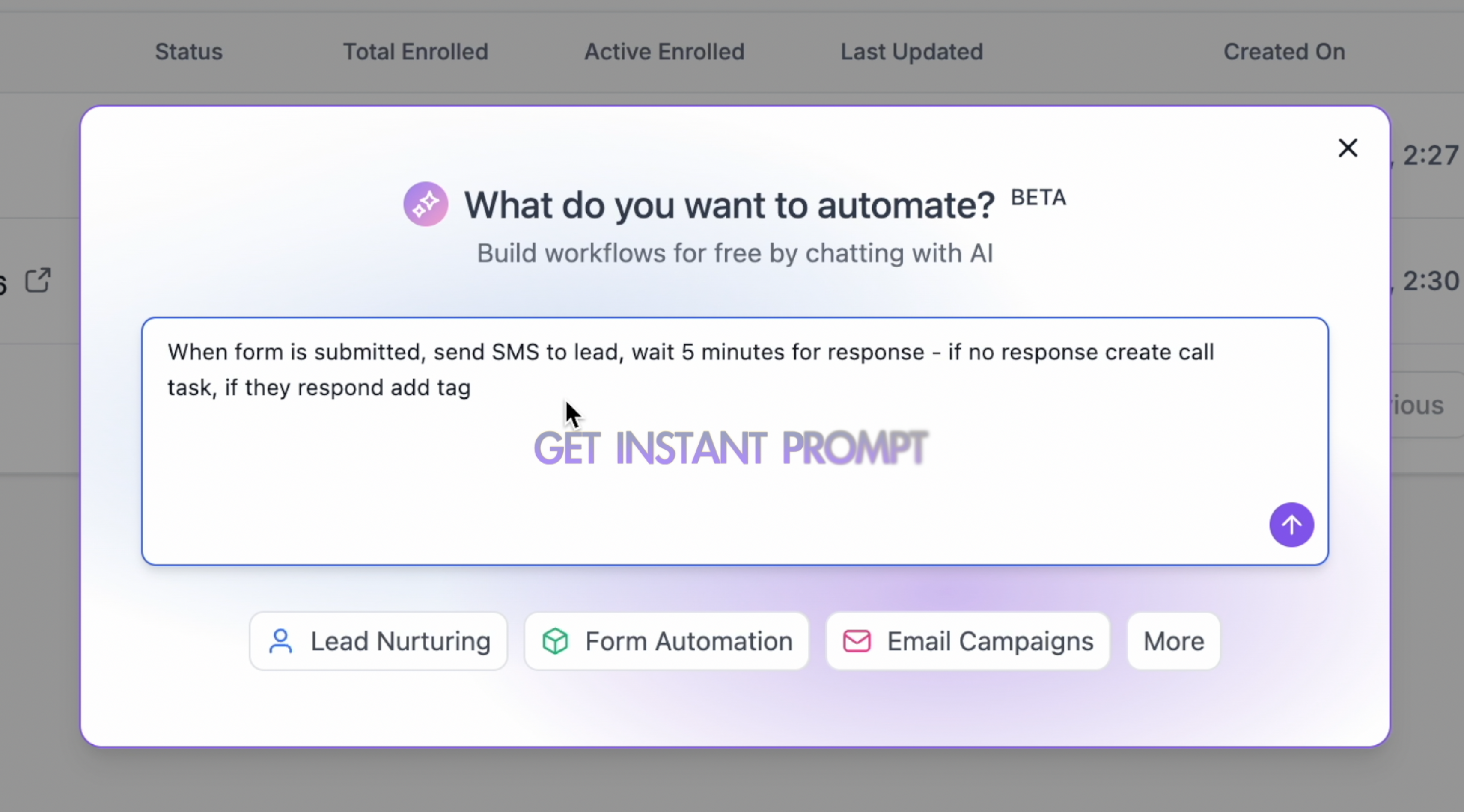 Another example prompt for an automation built with the Workflow AI Builder