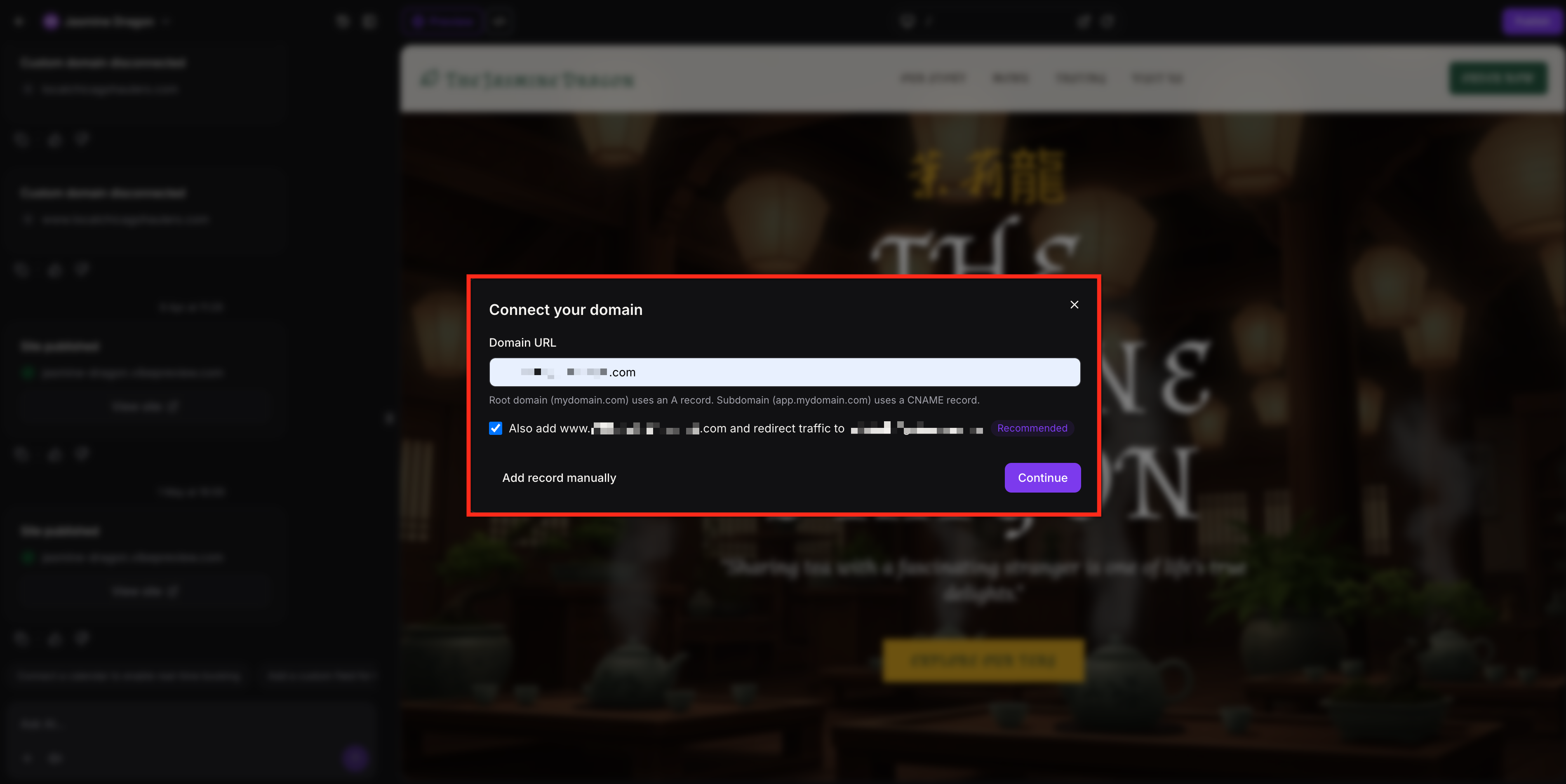 Custom domain entry with apex and www option