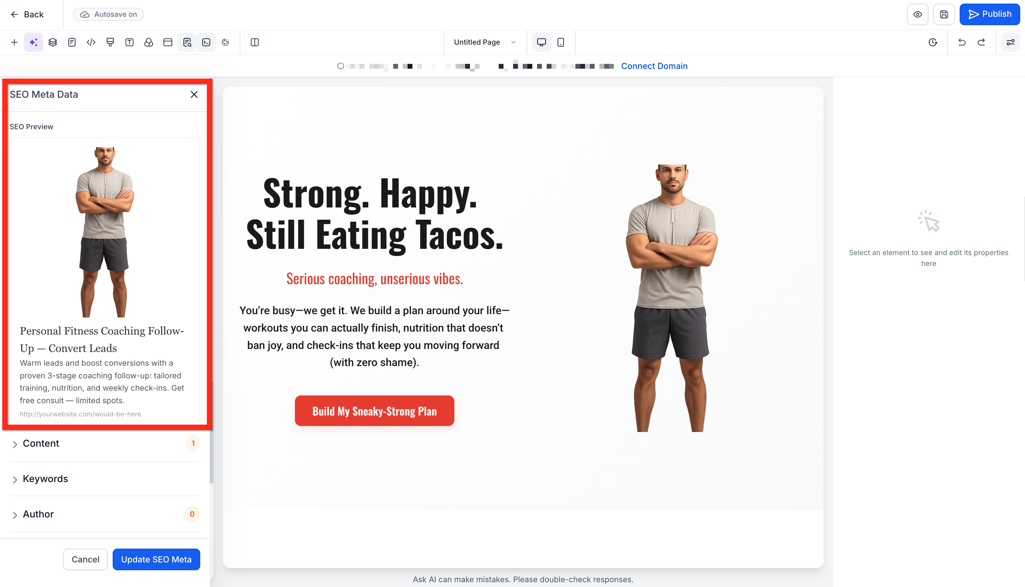 AI-generated SEO suggestions during page creation