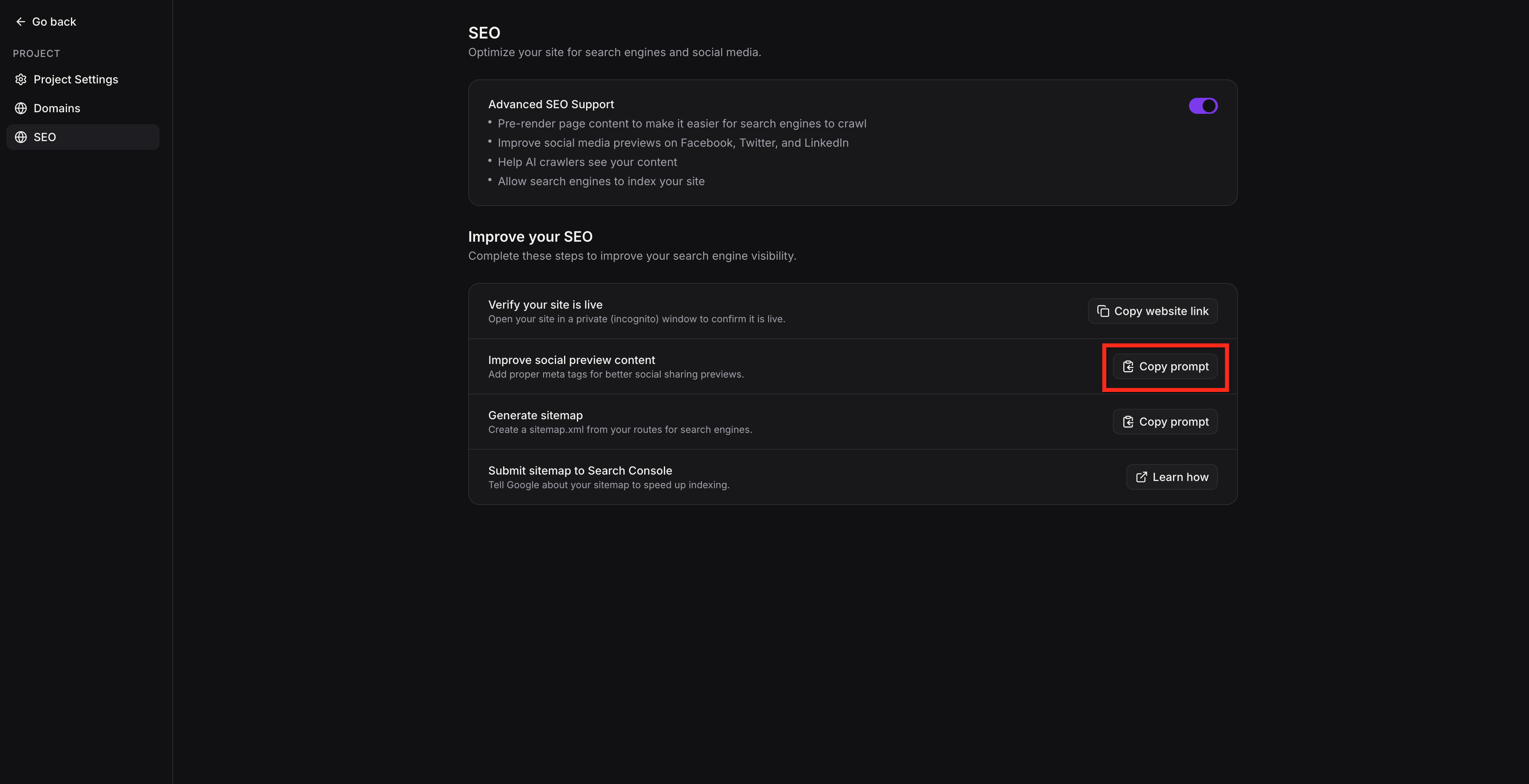Copy prompt button for social preview improvements