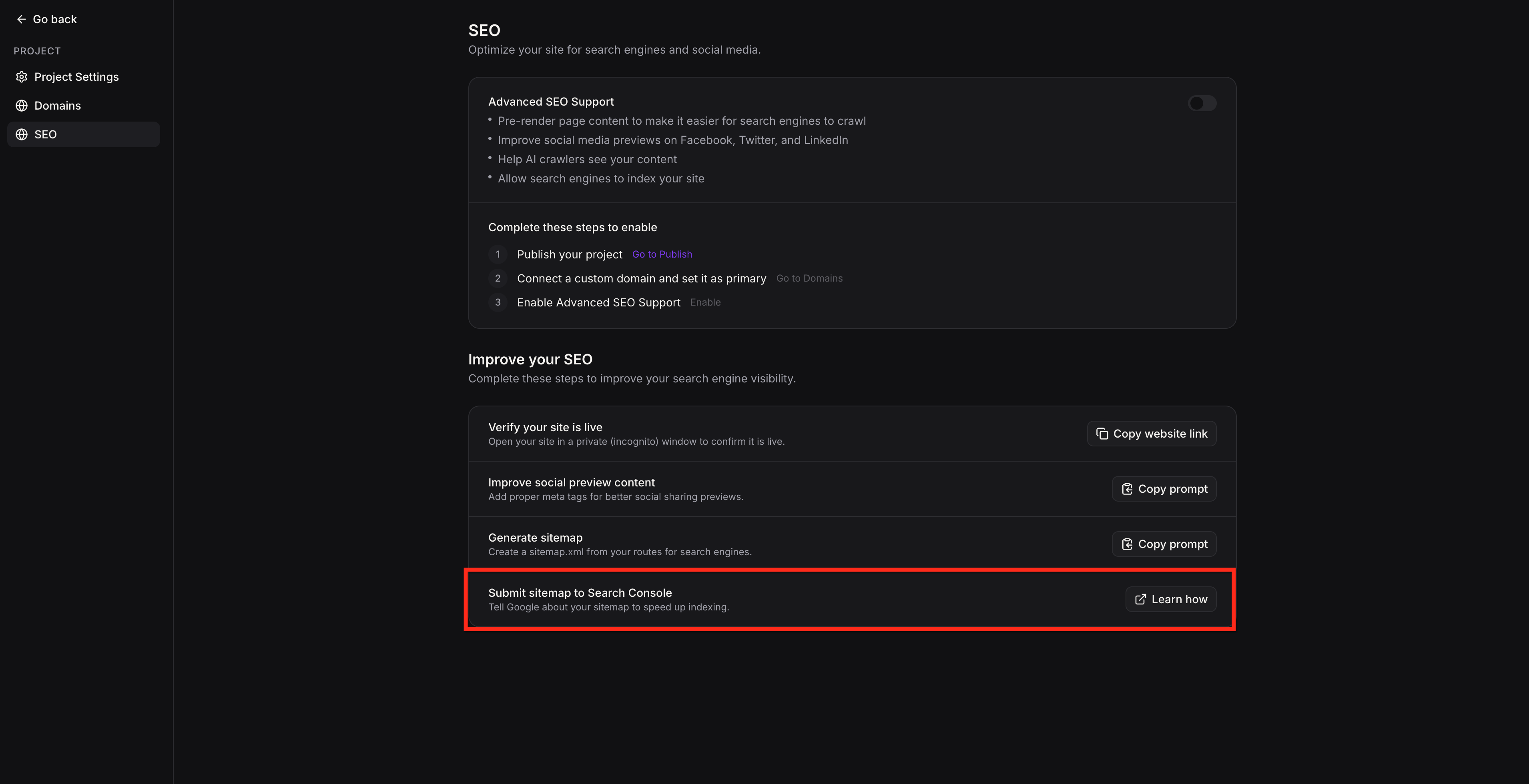 Sitemap details view