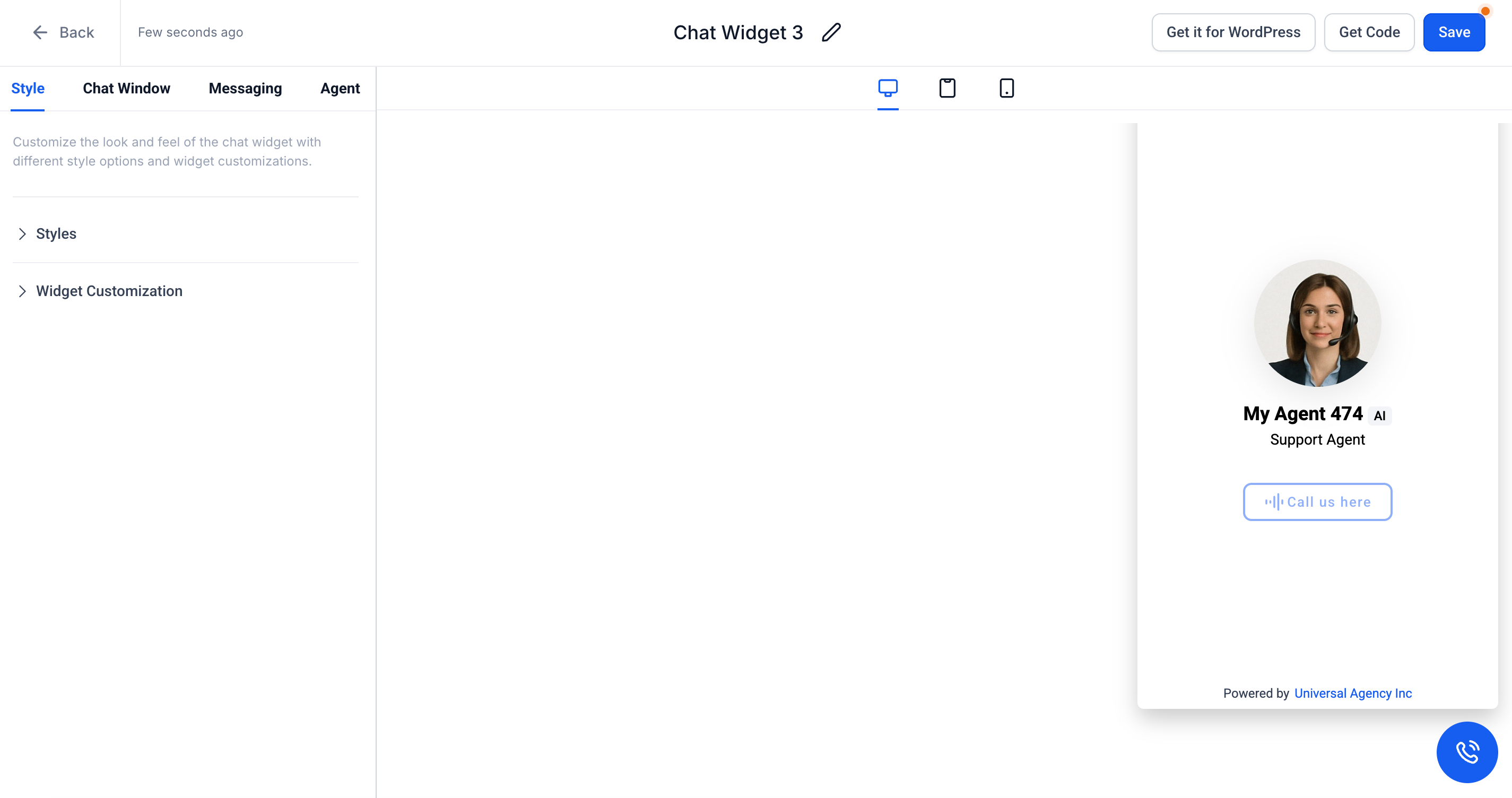 Voice AI chat widget option