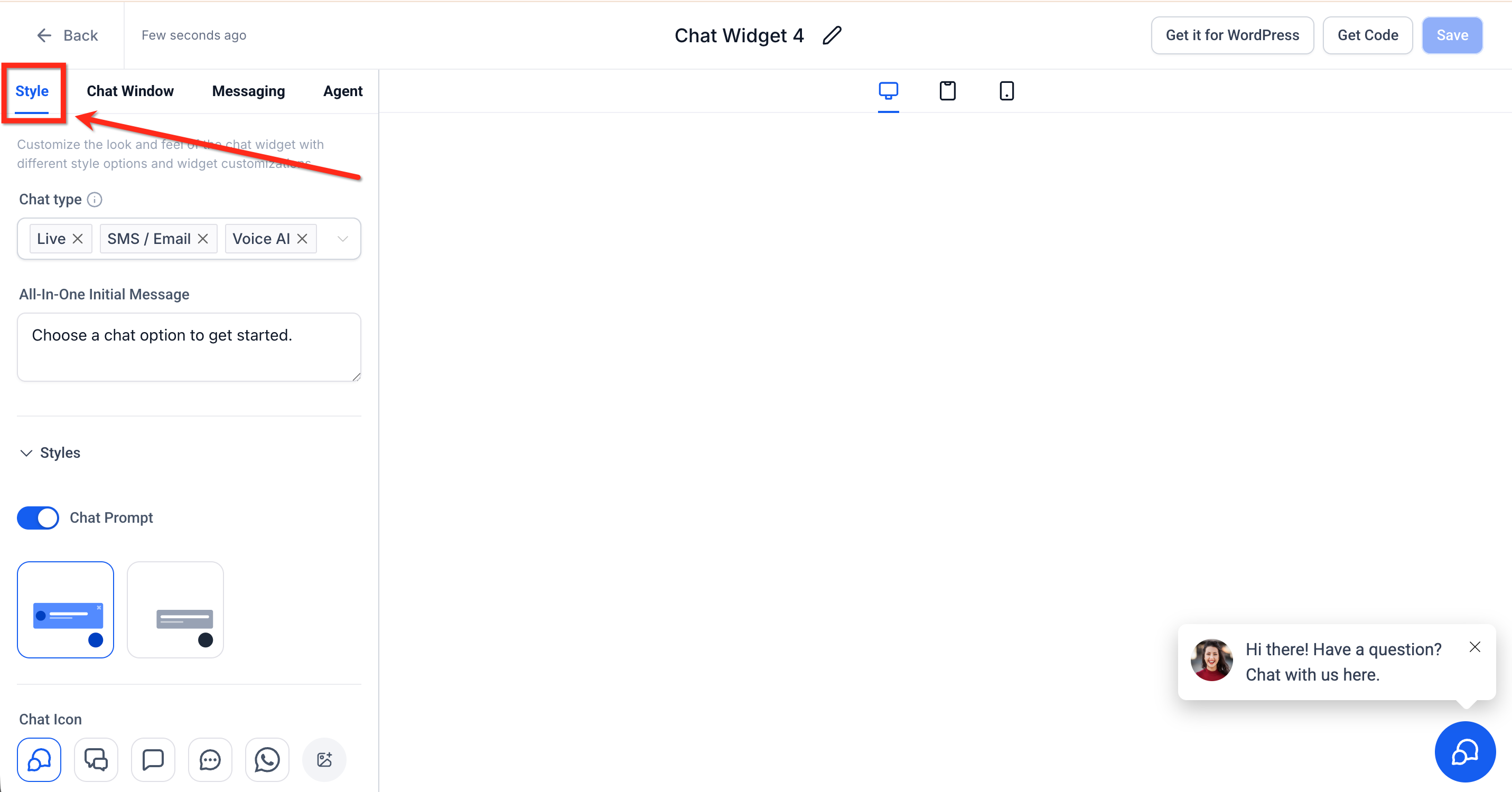Customizing chat widget appearance