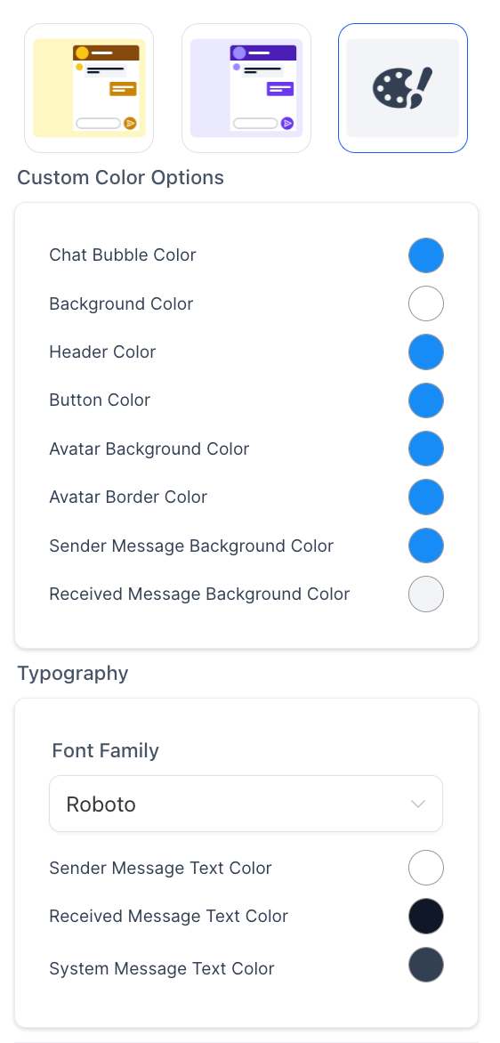 Chat widget style and theme options