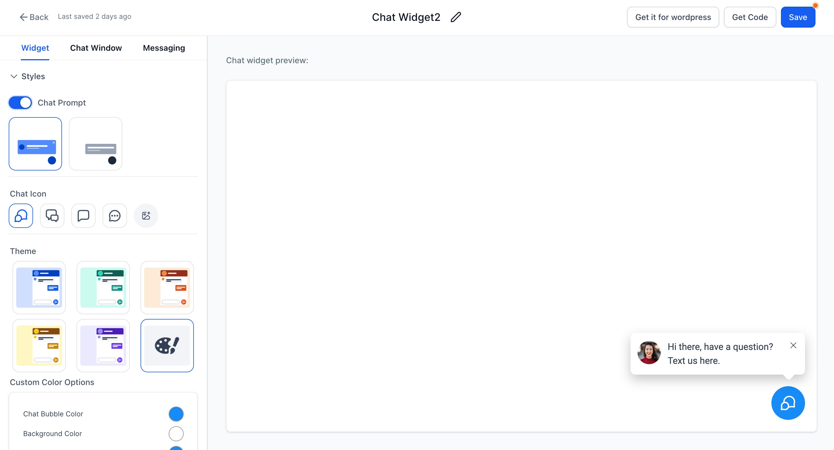 Chat widget customization overview in Captivation Hub