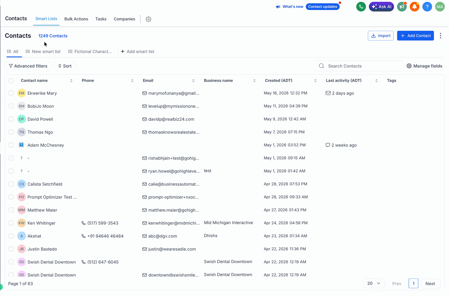 Modifying Smart List filters