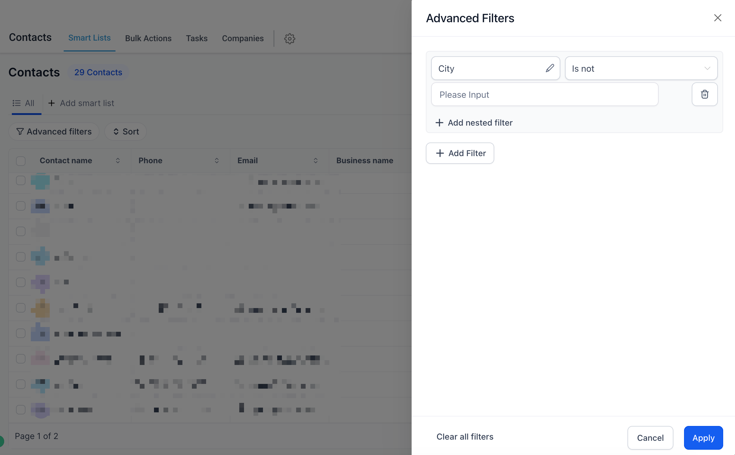 Advanced Filters overview in Captivation Hub Smart Lists