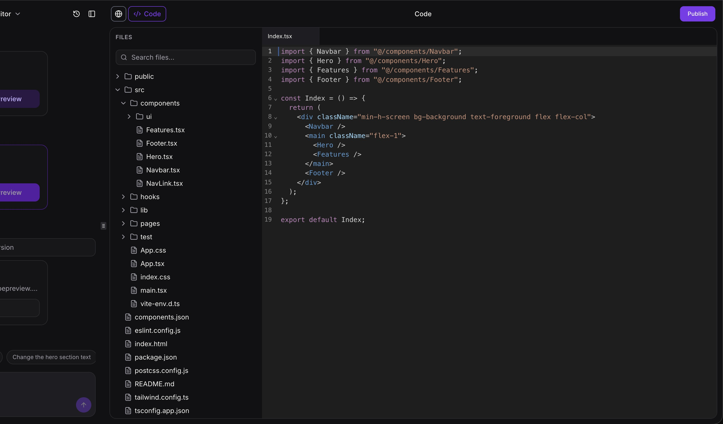 Code Editor view in AI Studio