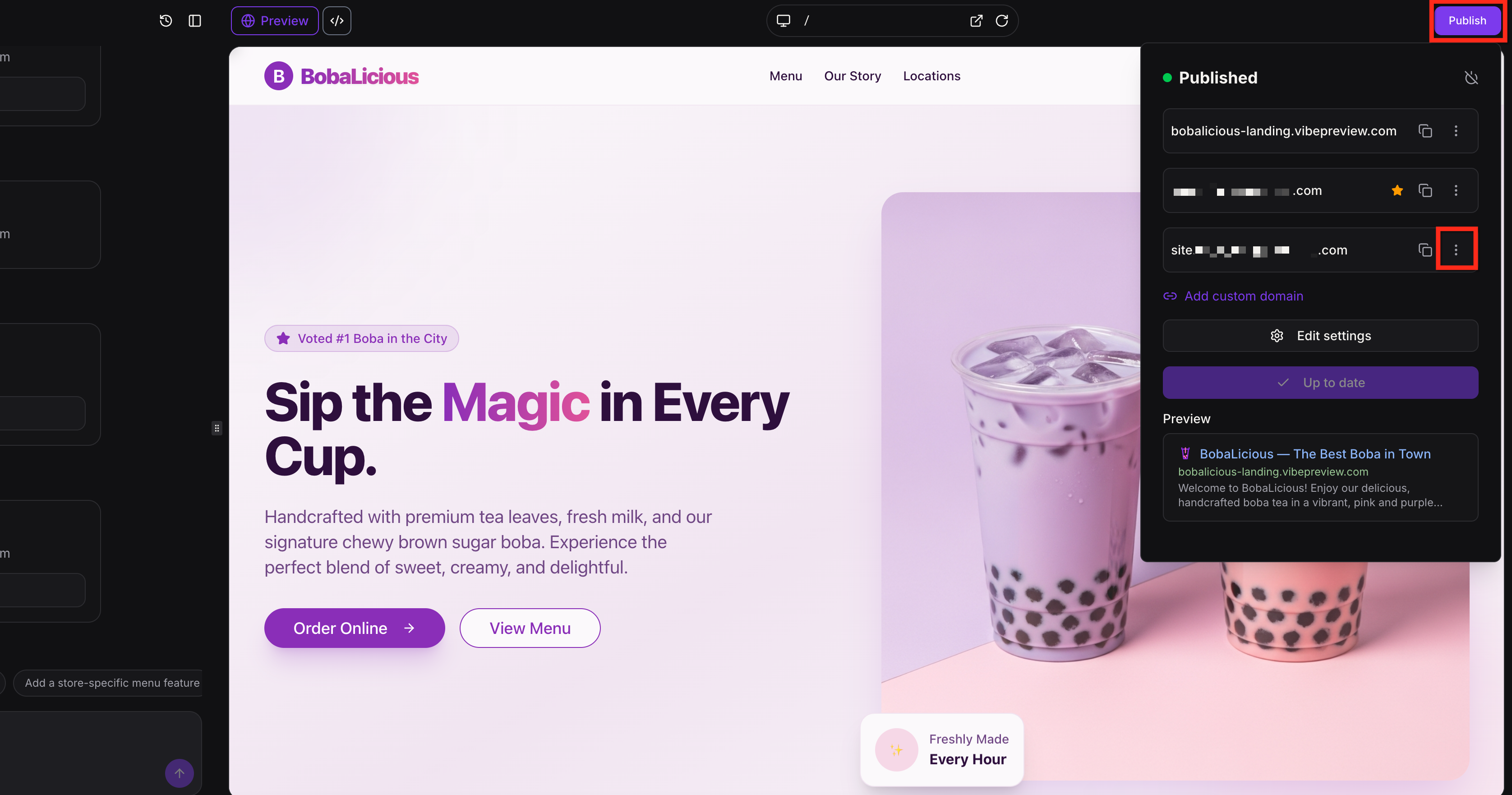 Setting a primary published URL in AI Studio