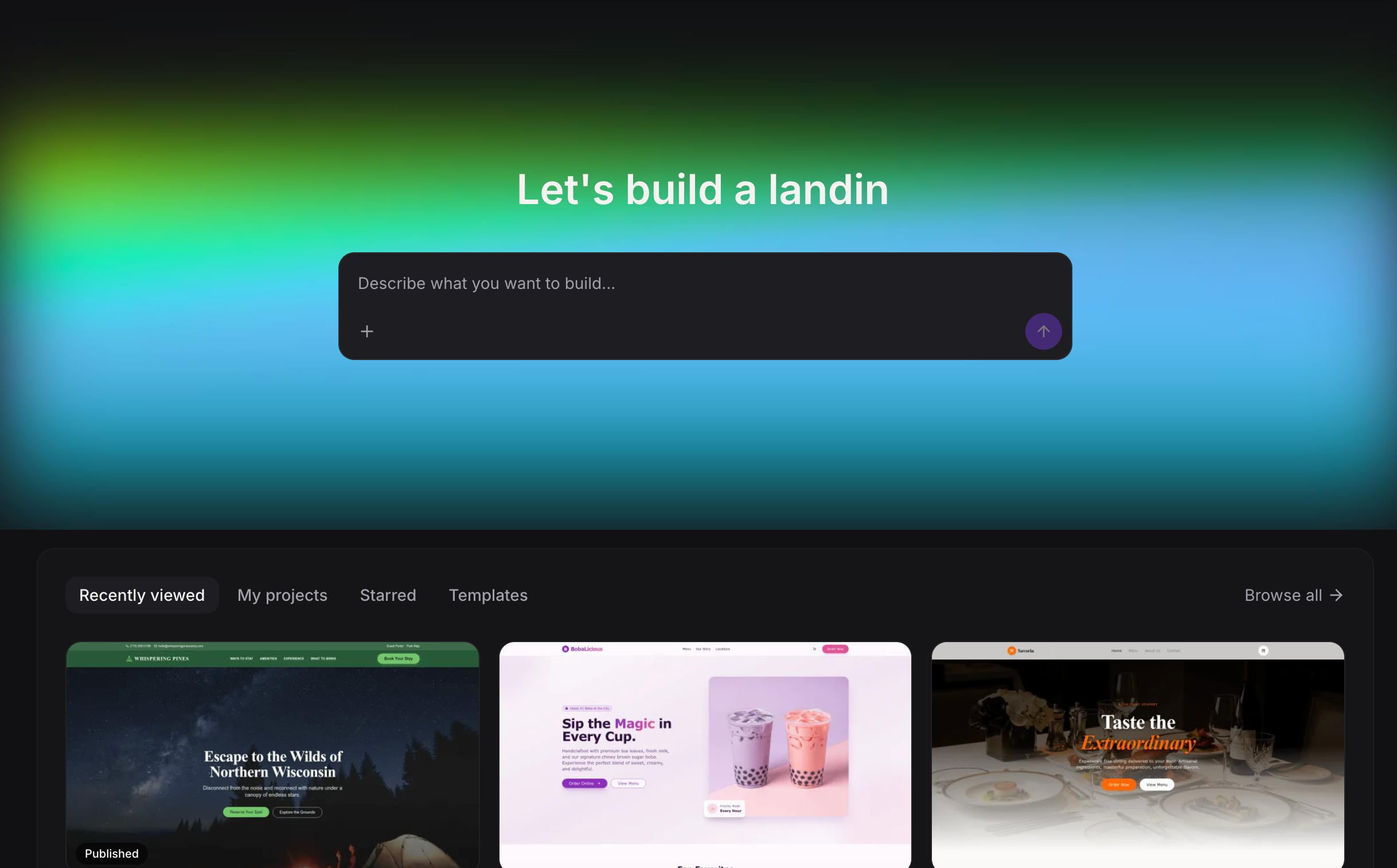 AI Studio home screen interface overview