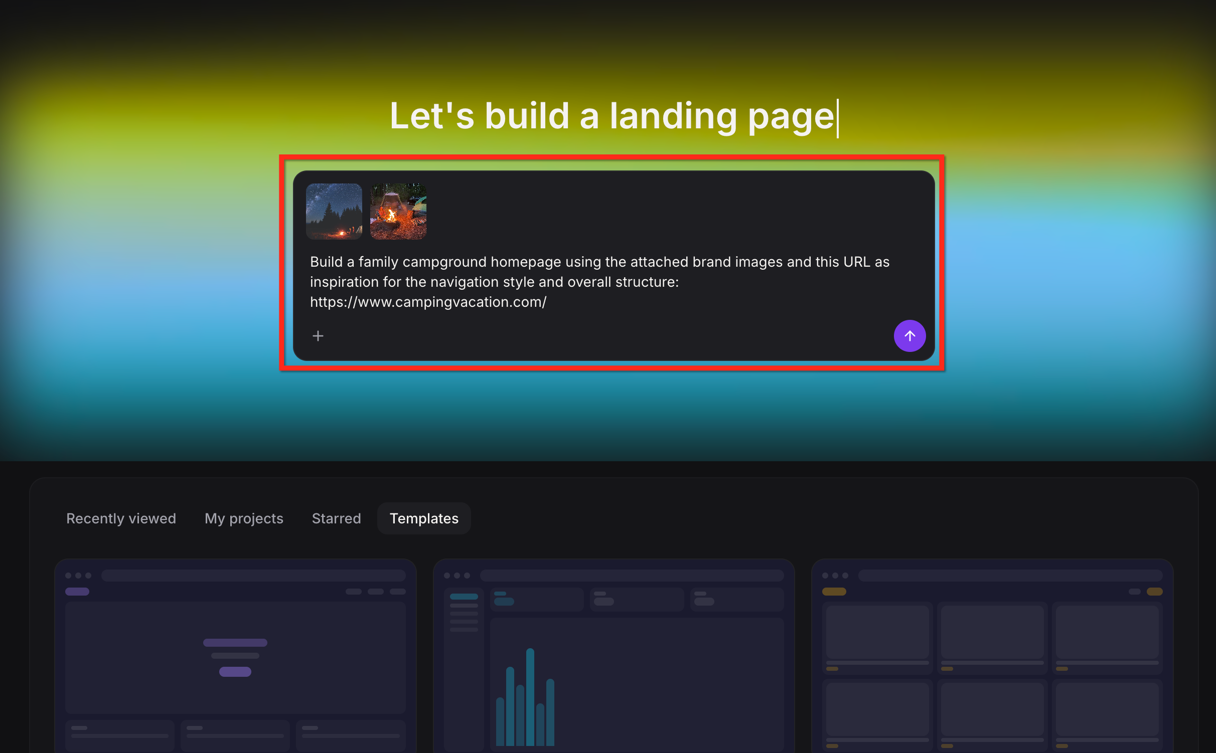 Starting a project with a text prompt in AI Studio