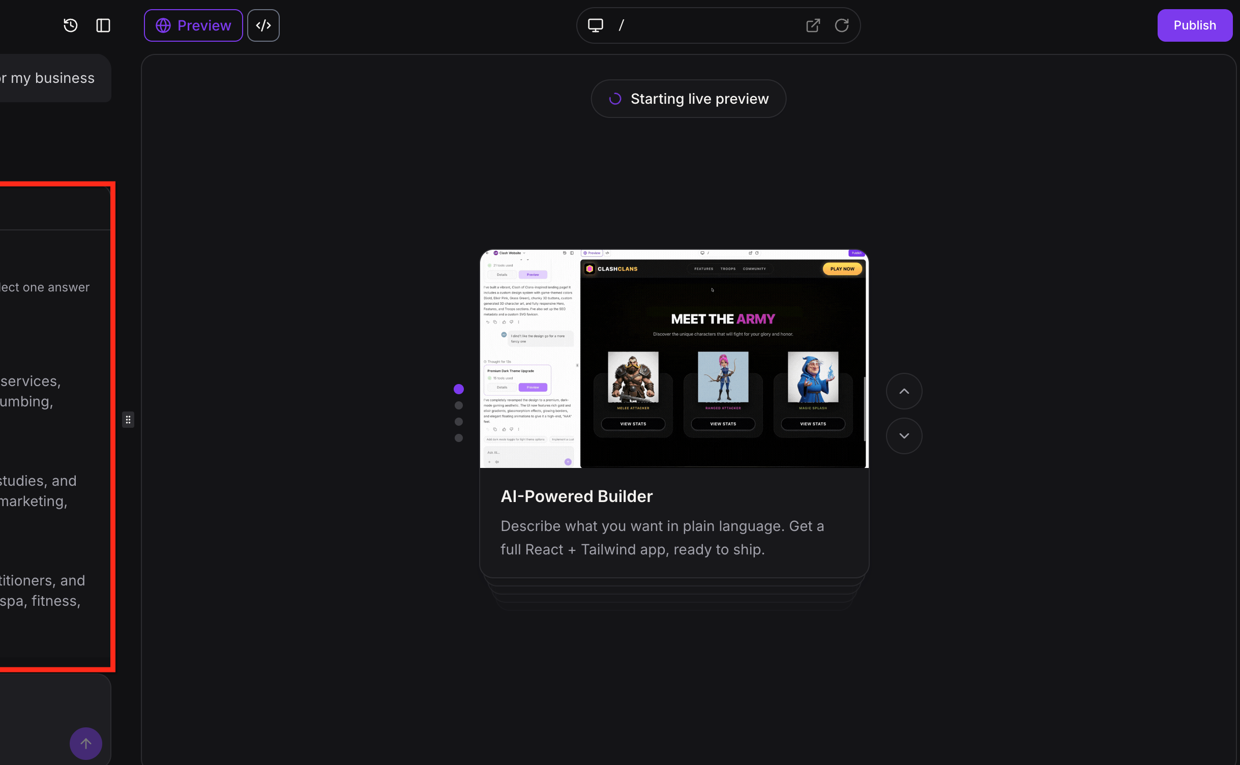 AI Studio follow-up questions during project creation