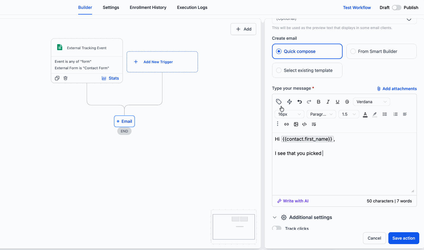 Workflow automation connected to AI Studio form submission