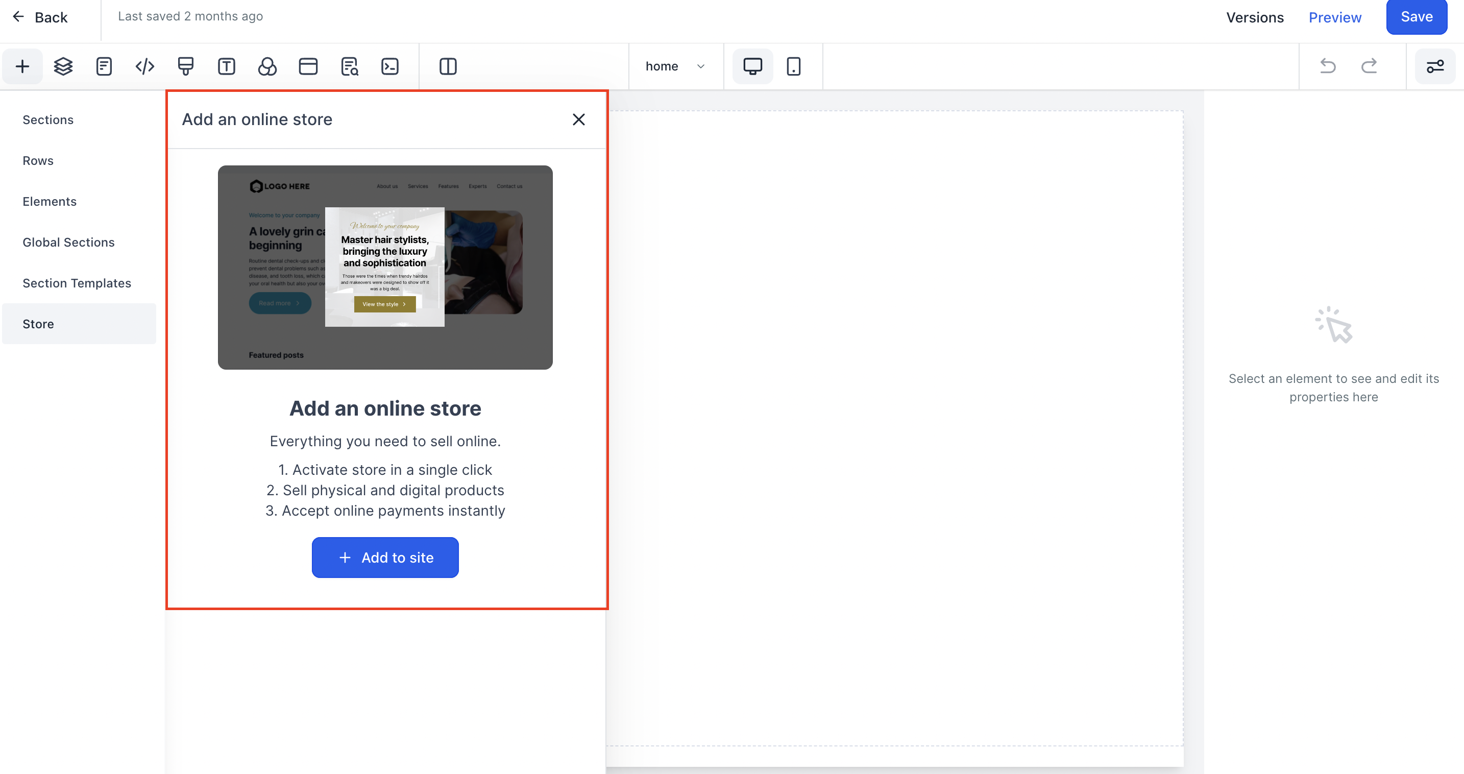 Activating the online store on a website or funnel