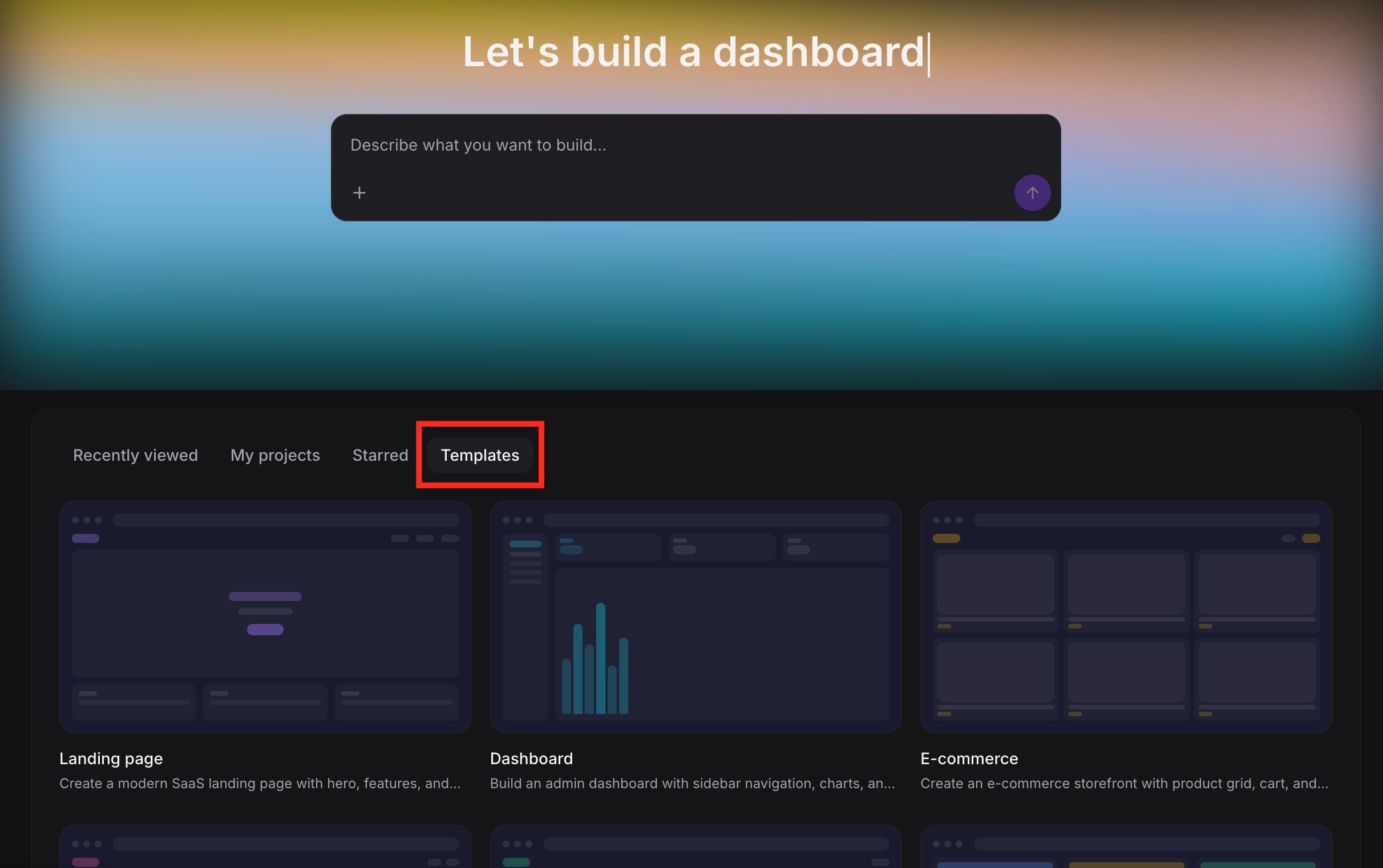Selecting a template in AI Studio