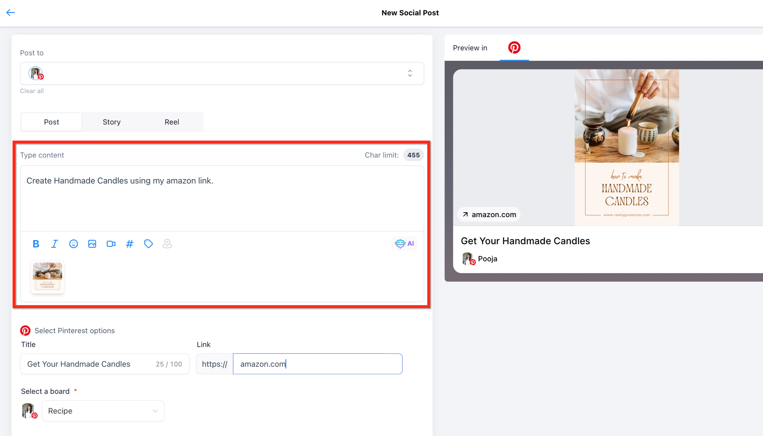 Selecting multiple boards for a Pinterest pin
