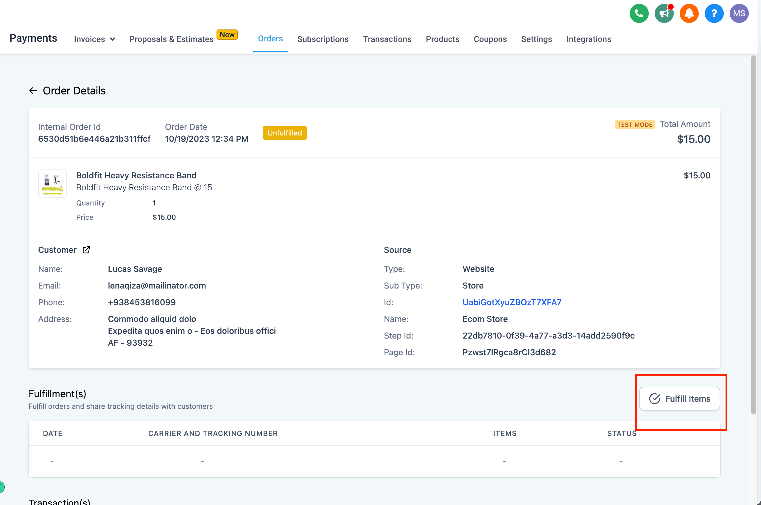 Fulfilling an order and adding tracking details in Captivation Hub