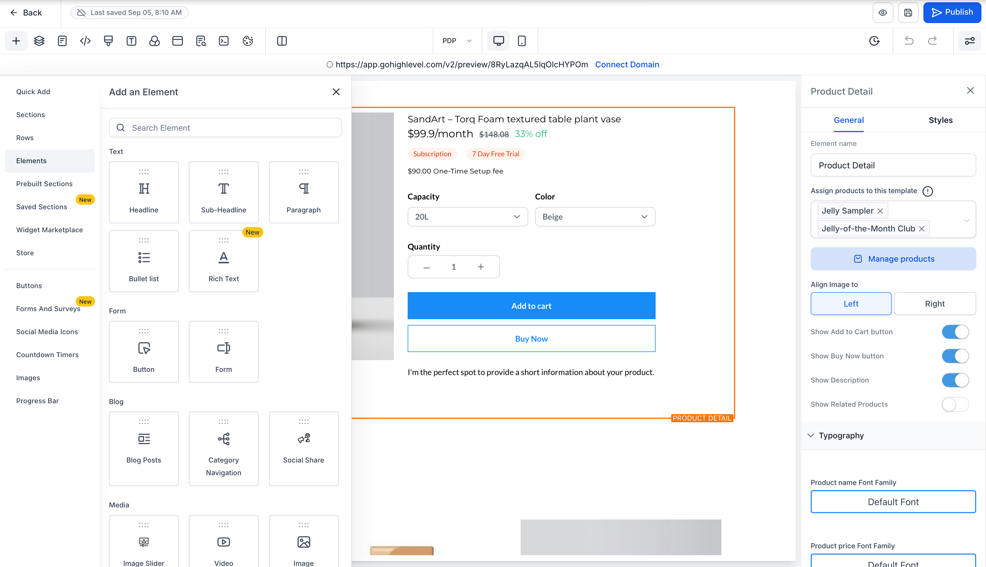 Building the Custom PDP layout in the Captivation Hub editor