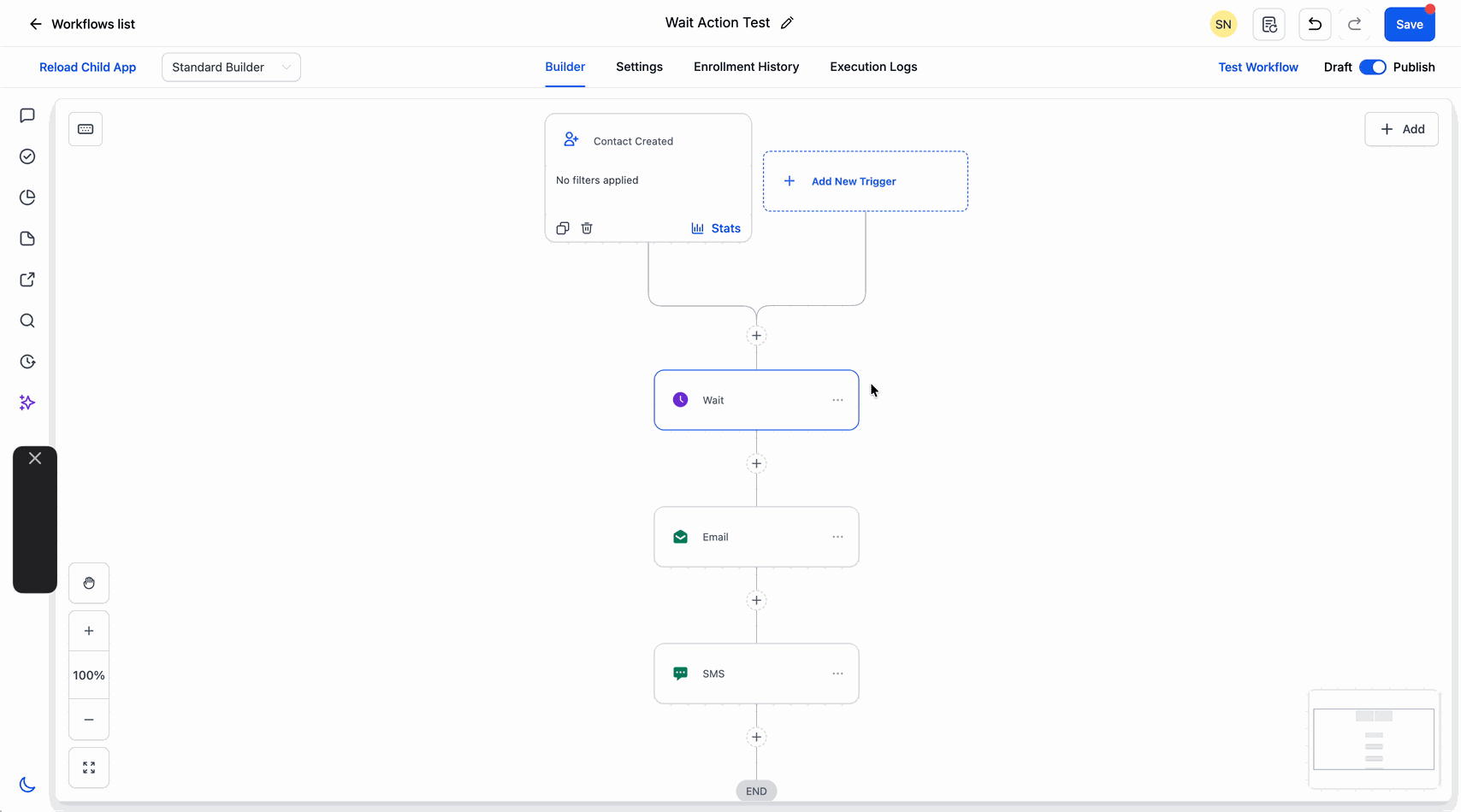 Animation showing how to configure a specific date and time wait