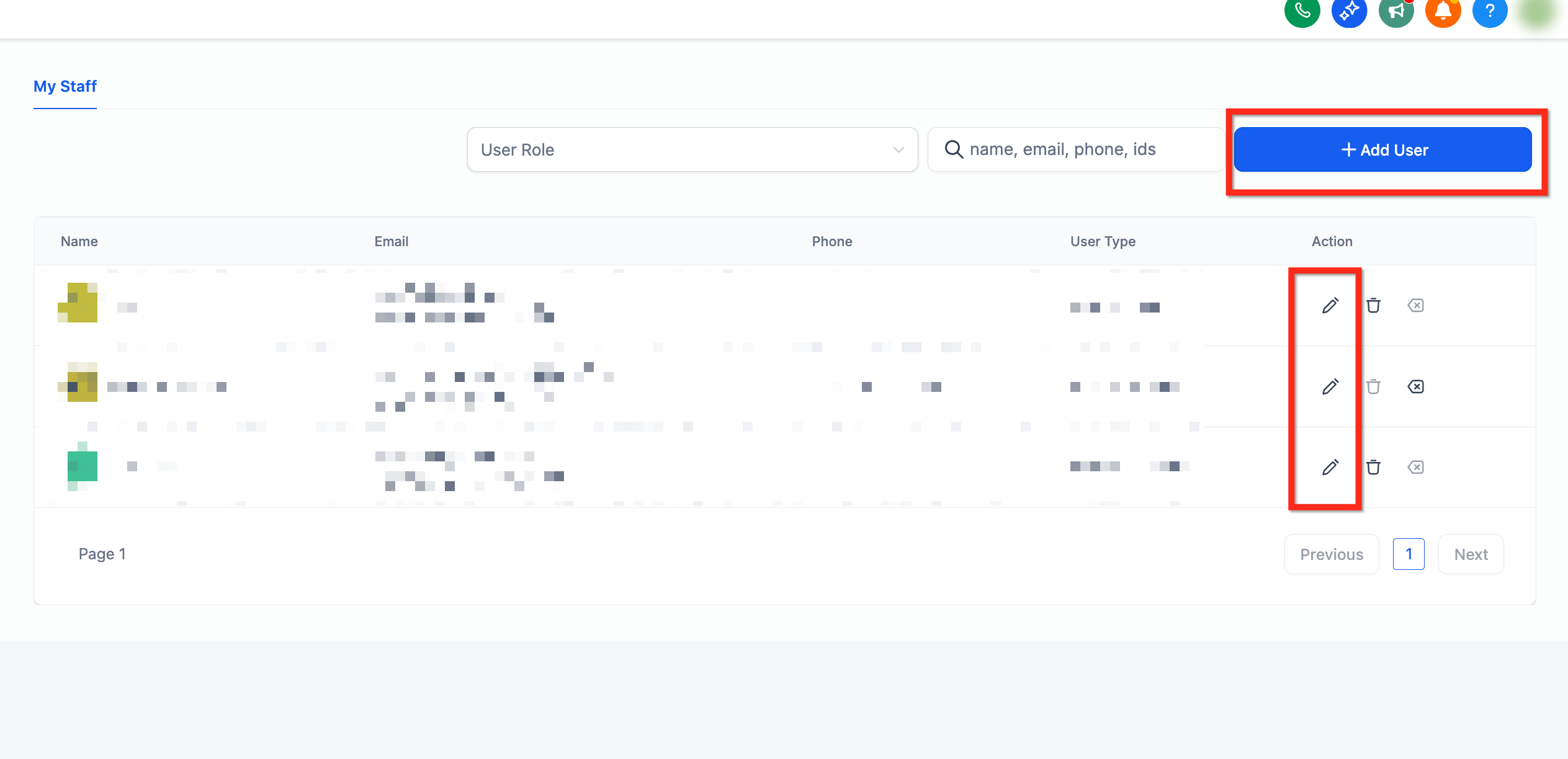 Edit user or add employee in My Staff
