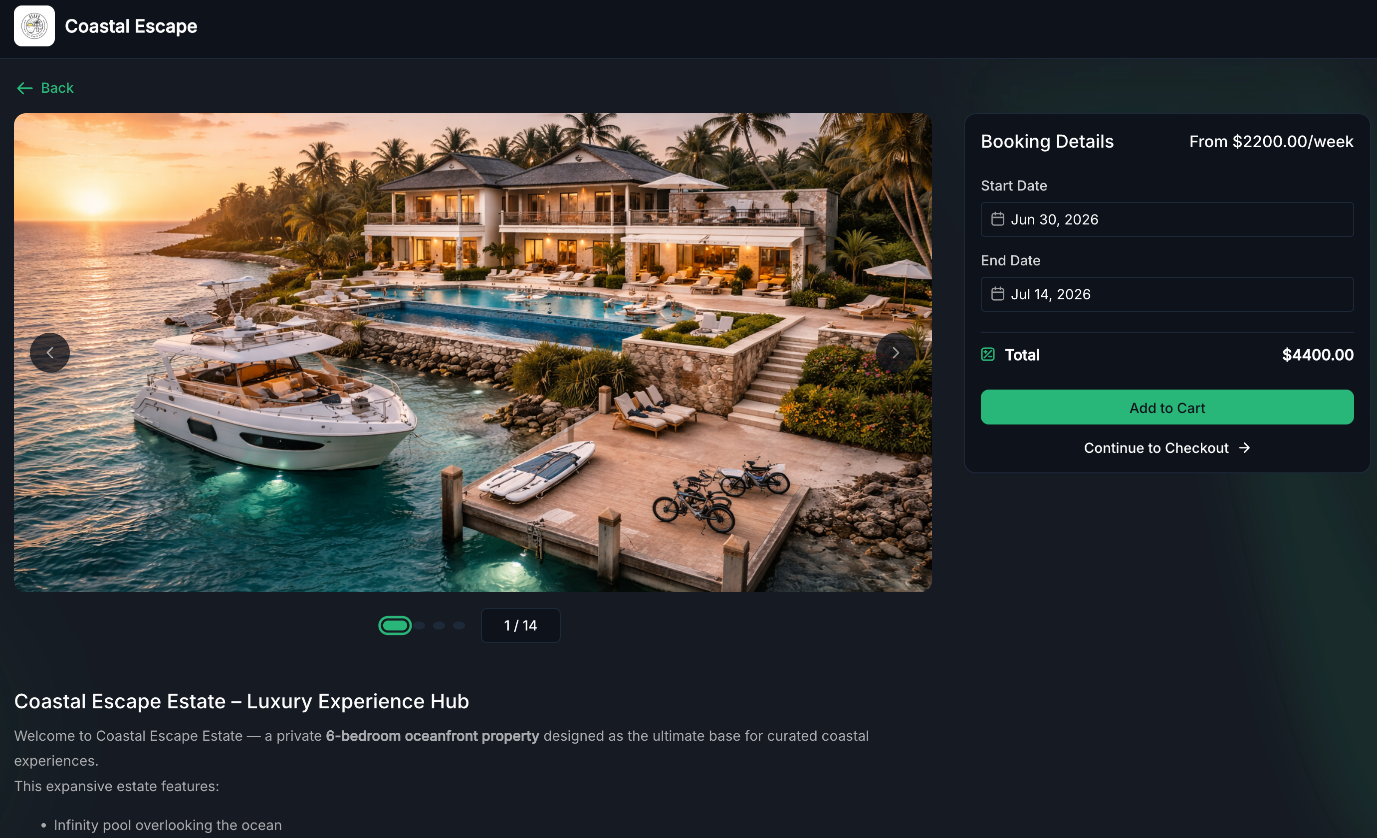 Dedicated Rentals calendar view with color-coded bookings