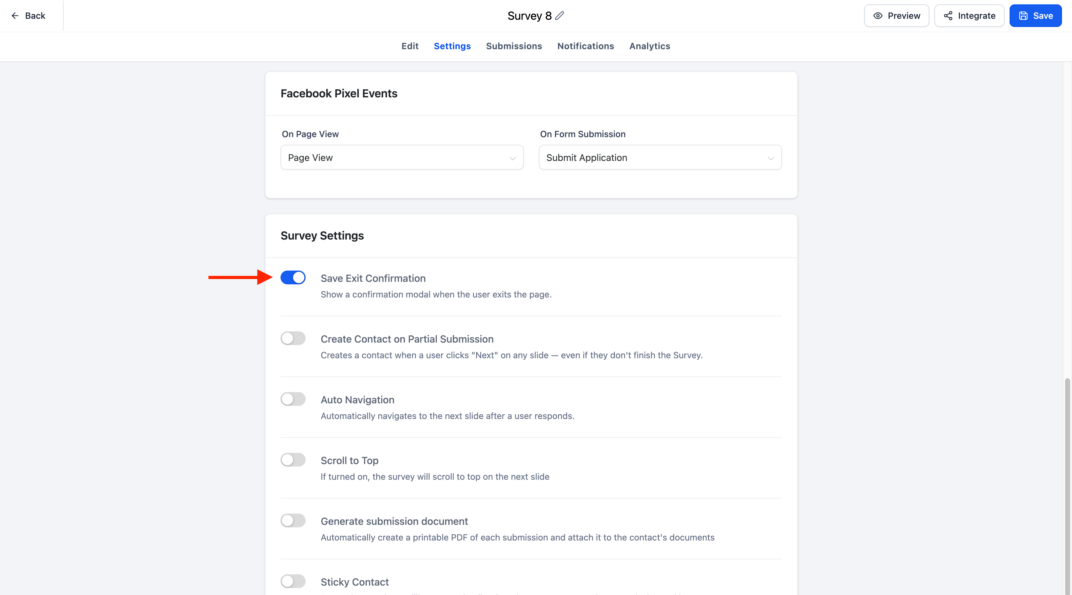 Save Progress feature shown on a multi-step form in Captivation Hub